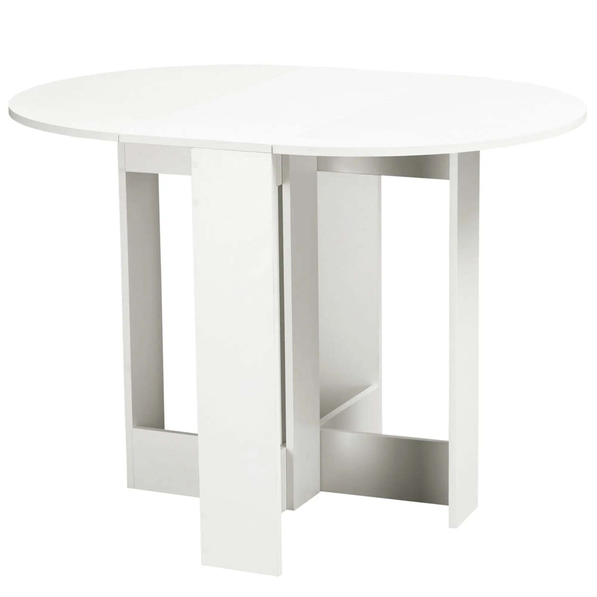 41" Oval Foldable Drop Leaf Table for Small Spaces, White