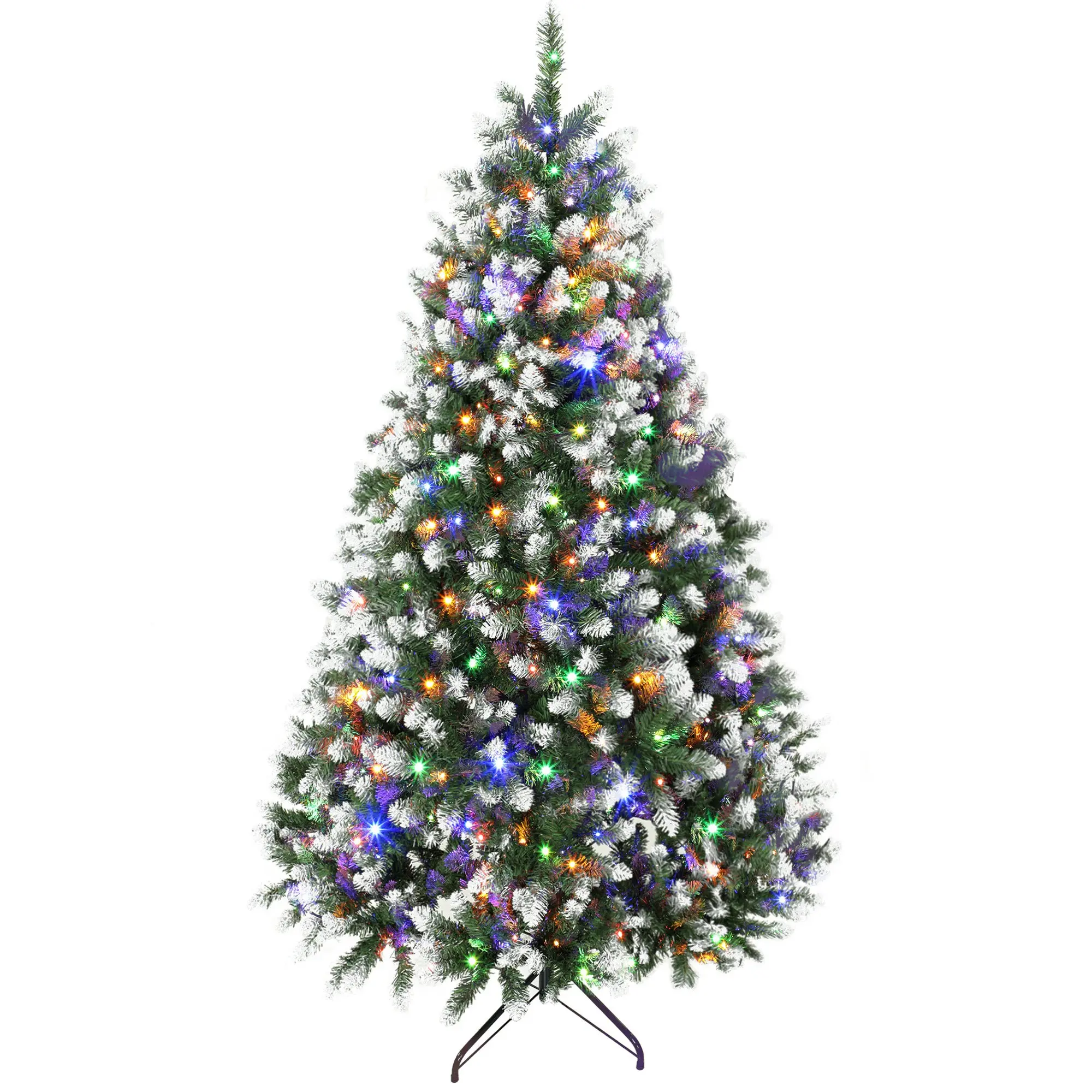 7.5ft Pre-Lit Hinged Christmas Tree with 400 LED Lights, White-Tipped, Remote