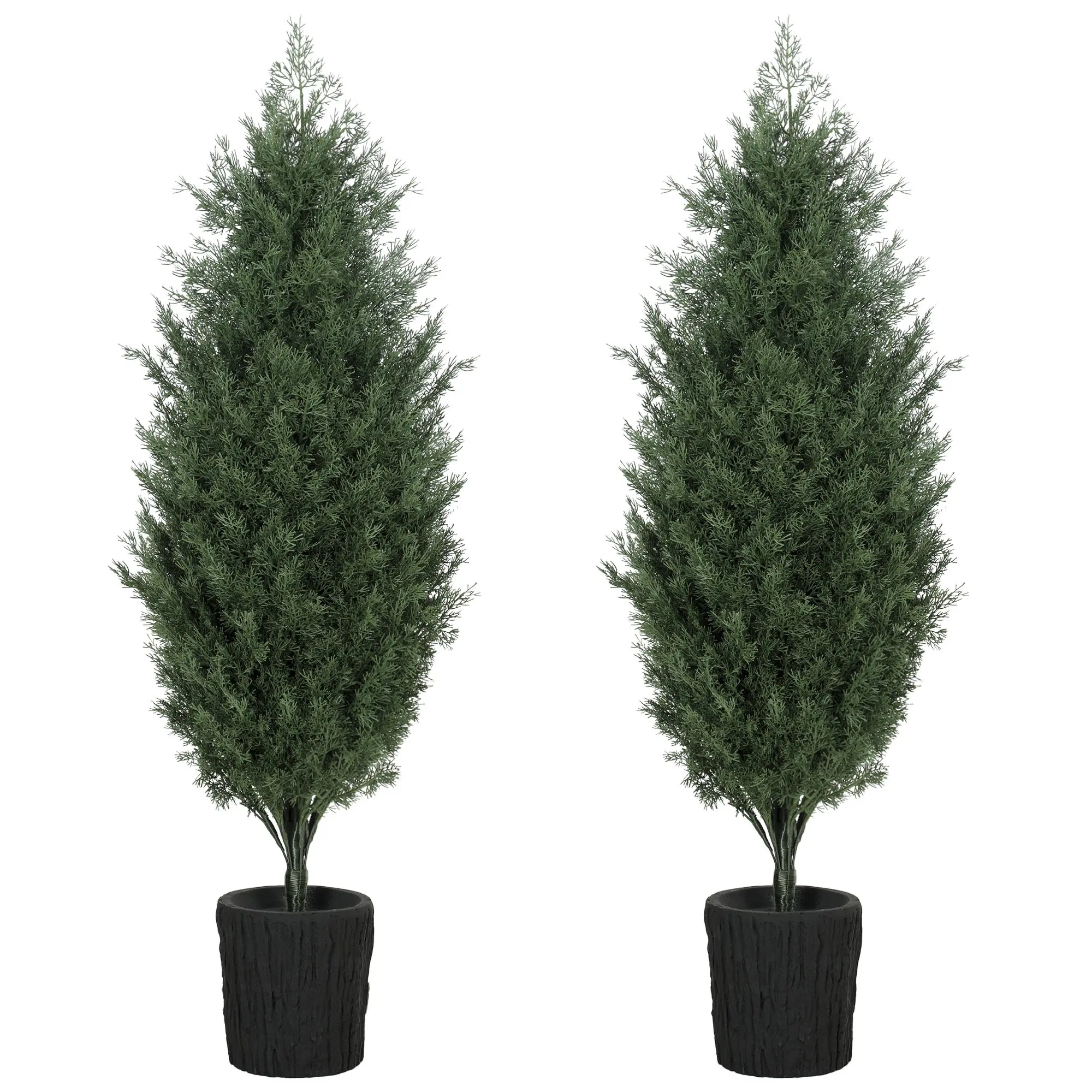 4ft Artificial Cedar Christmas Tree Set of 2, 291 Tips, UV Resistant, Green
