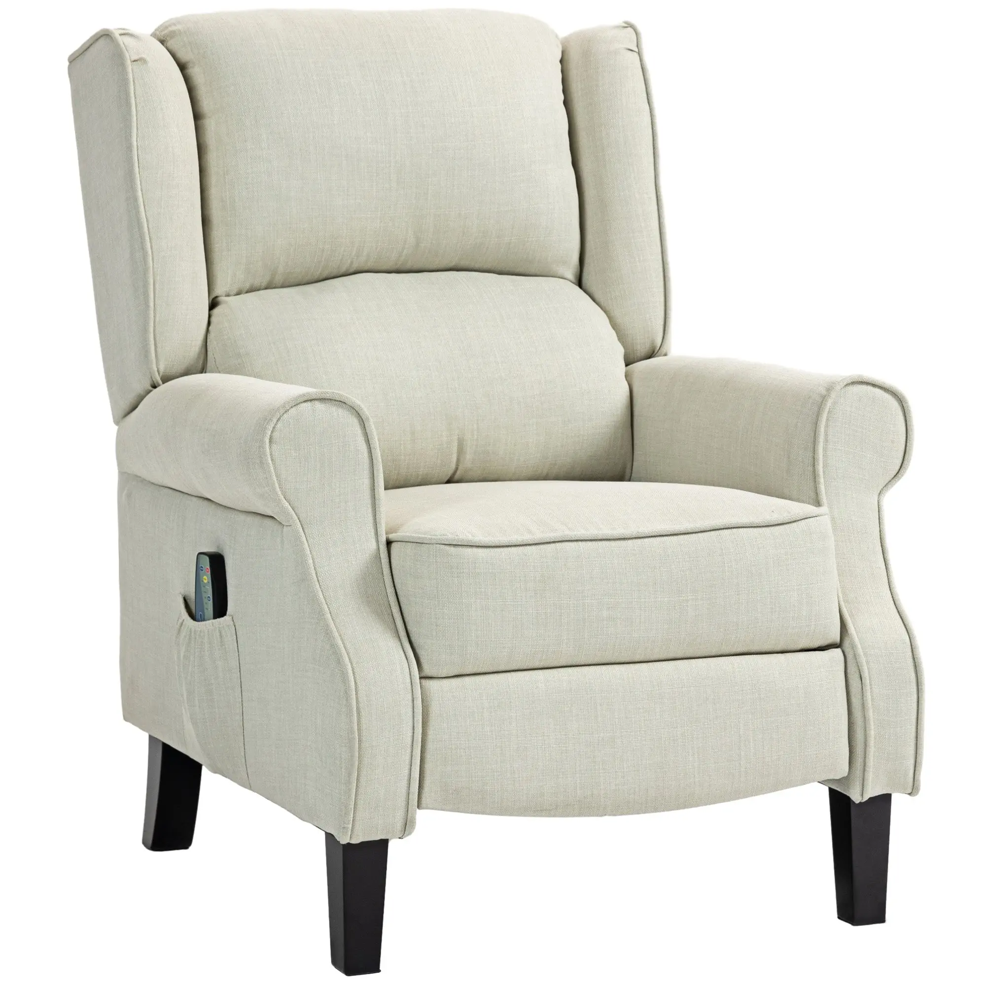 Heated Vibrating Massage Wingback Push Back Recliner Chair with Footrest, White