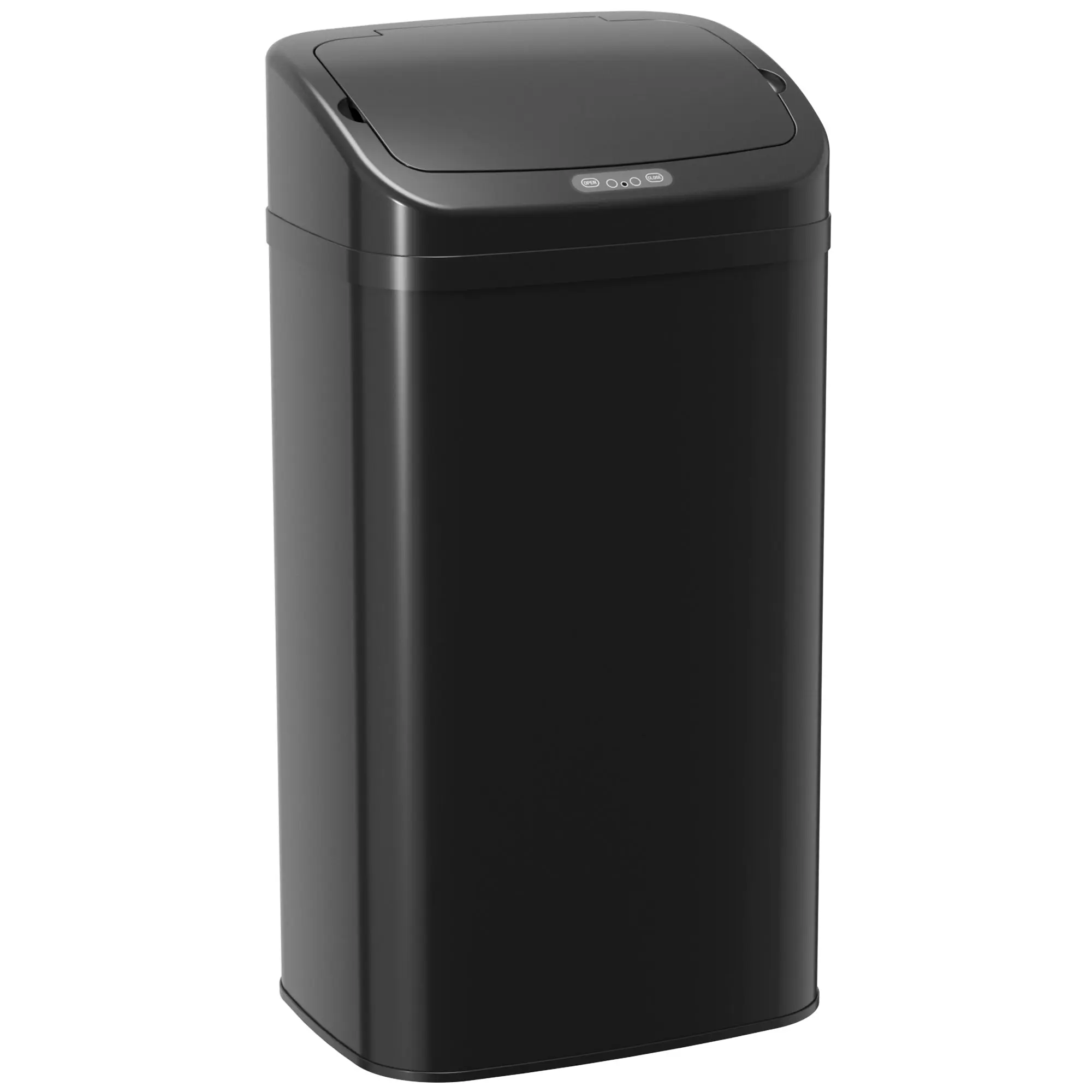 48L Galvanised Steel Sensor Bin with Soft-Close Lid, Fingerprint-Proof, Black