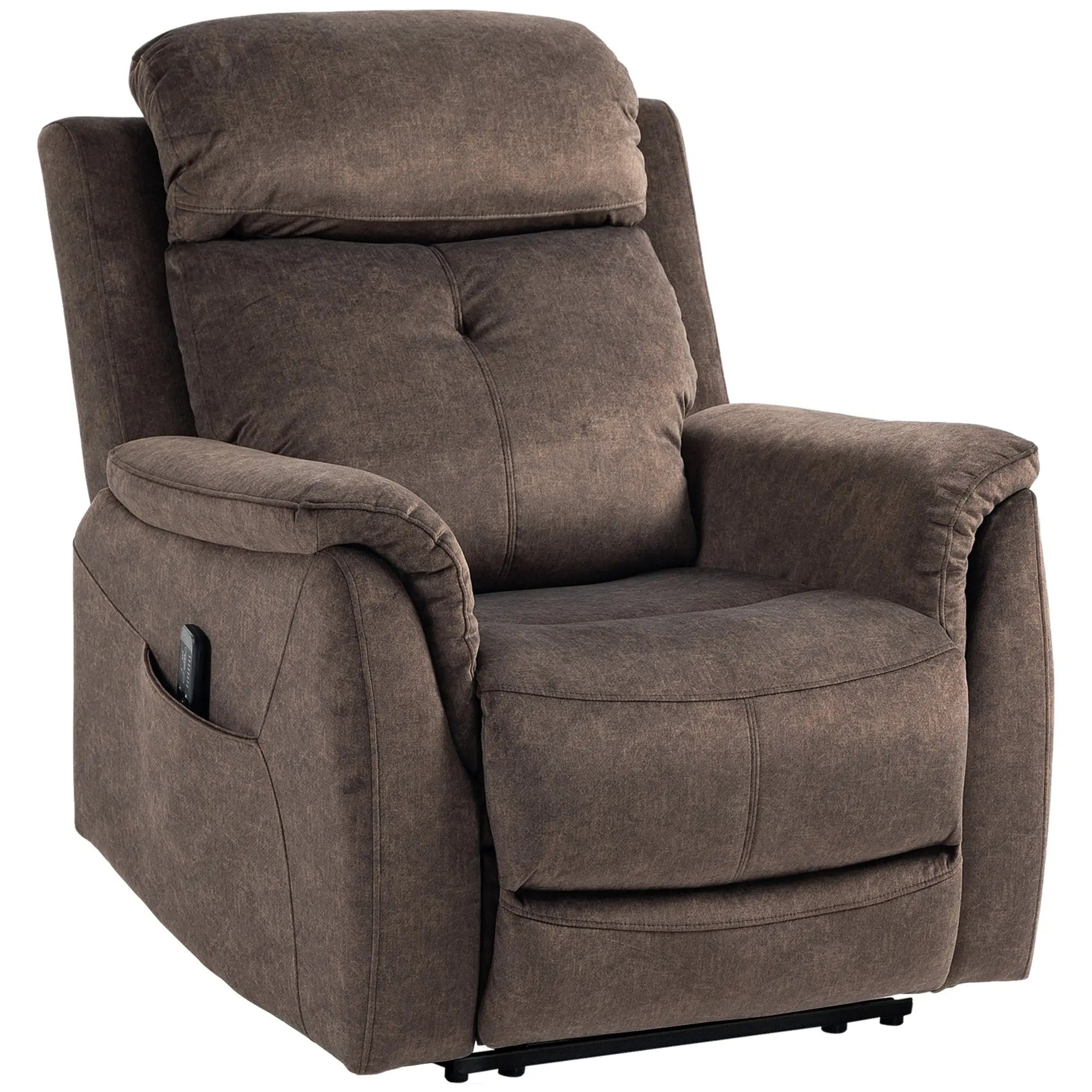 Fabric Massage Recliner with 8-Point Vibration and Remote Control, Dark Brown