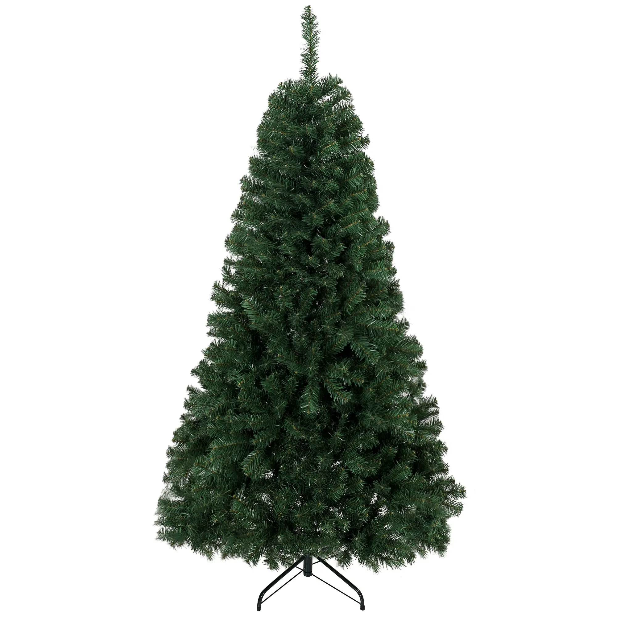 6 ft Norwegian Spruce Artificial Christmas Tree with 888 Branch Tips, Hinged Design & Foldable Metal Stand, Green