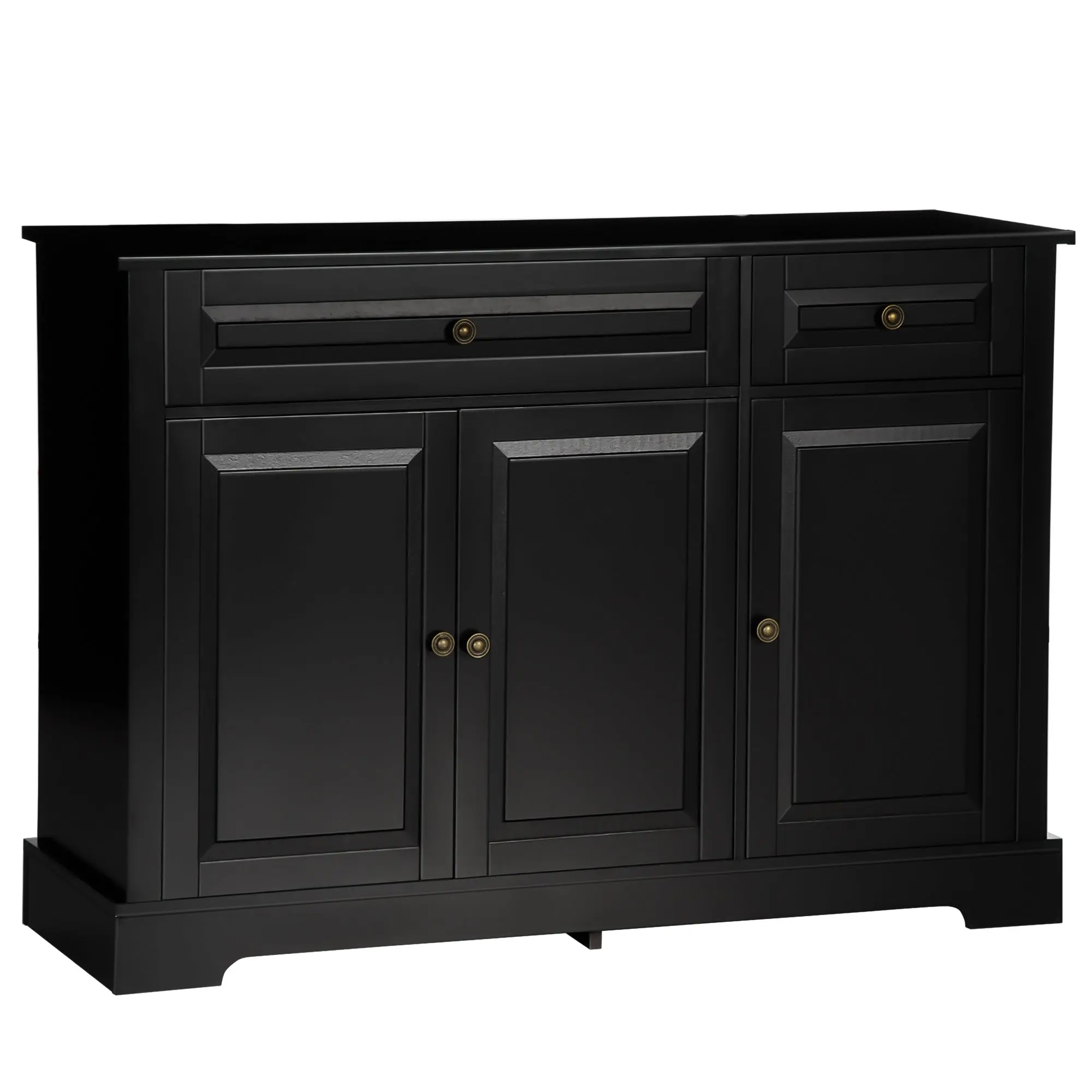 Kitchen Sideboard Buffet Cabinet with 2 Drawers and Adjustable Shelves, Black