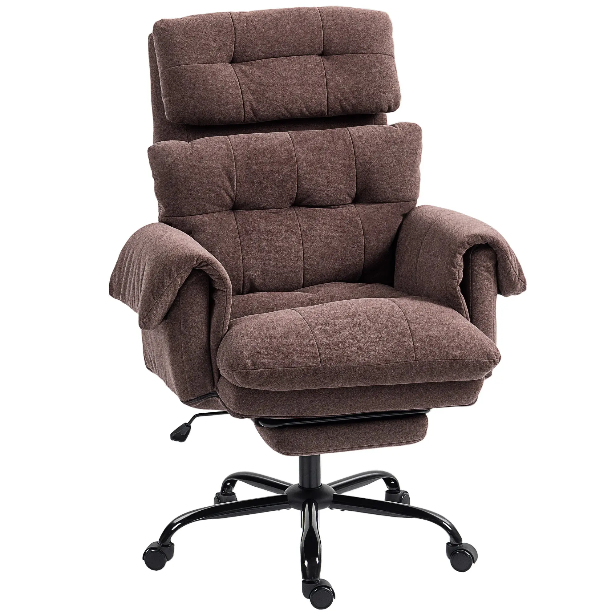 Ergonomic Reclining Office Chair with Footrest, Lumbar Support, Headrest, Coffee
