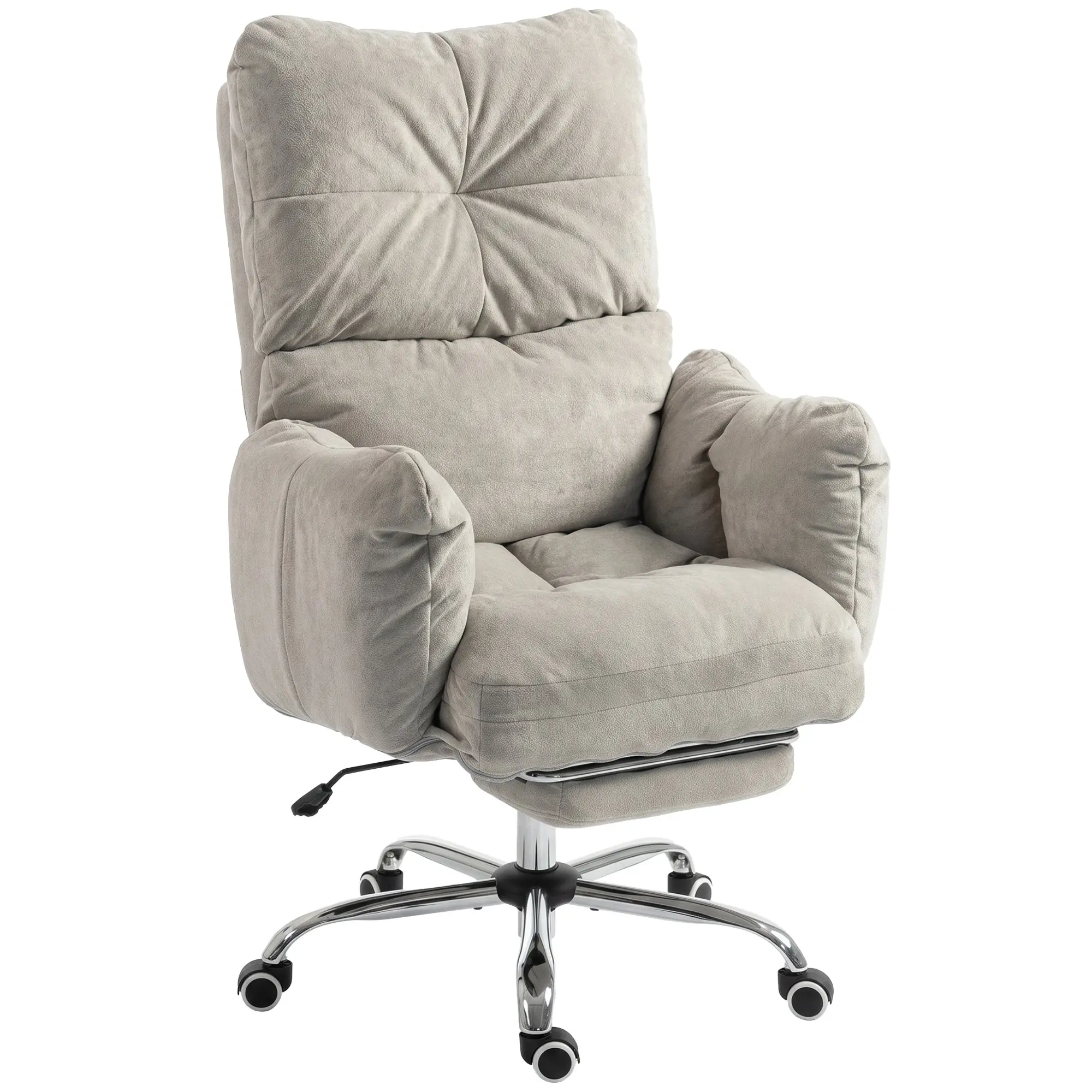 Ergonomic Reclining Office Chair with Footrest, Snow Flannel, Light Grey