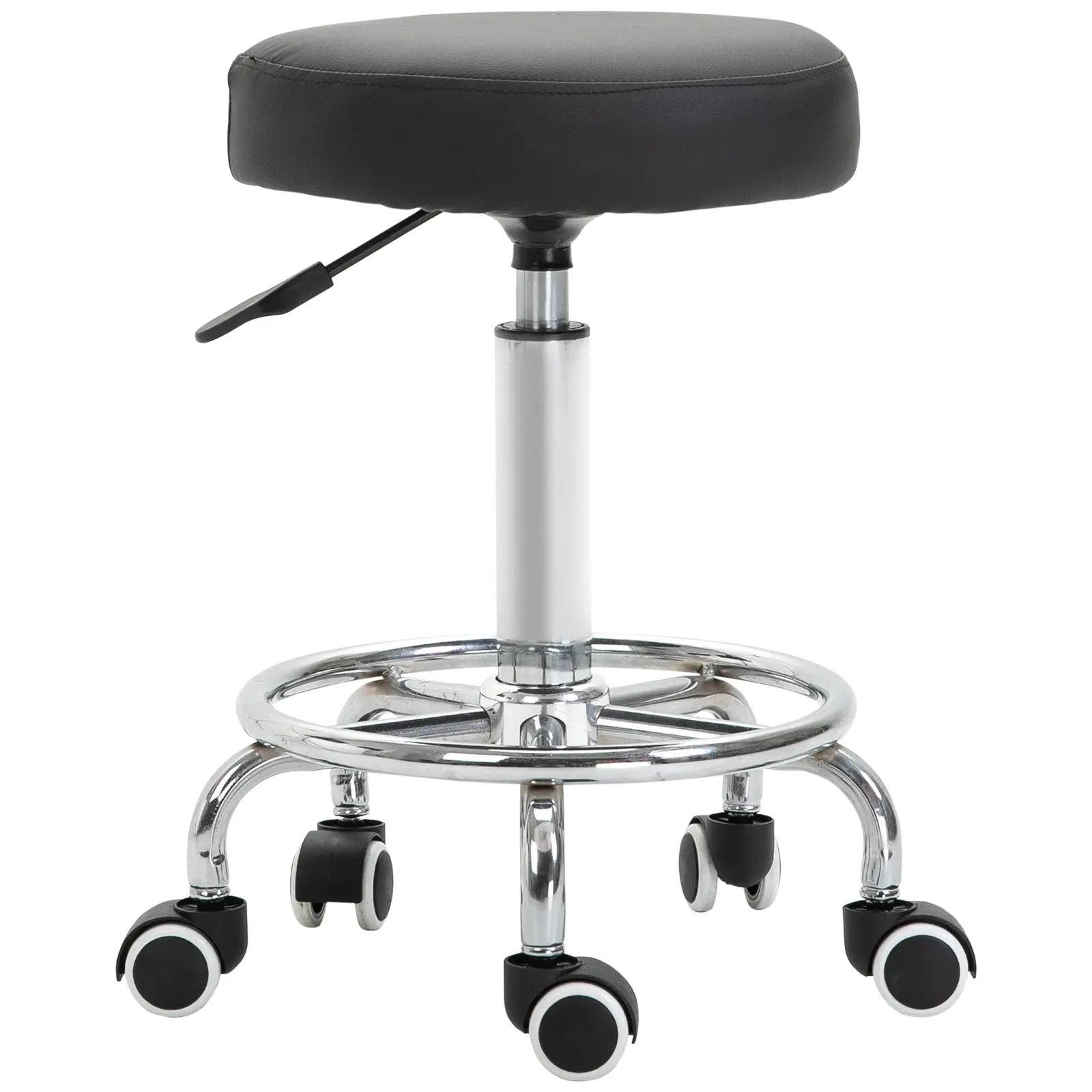 Adjustable Swivel Salon Stool, PU Barber Rolling Massage Tattoo Chair for Bar, Salon, Black