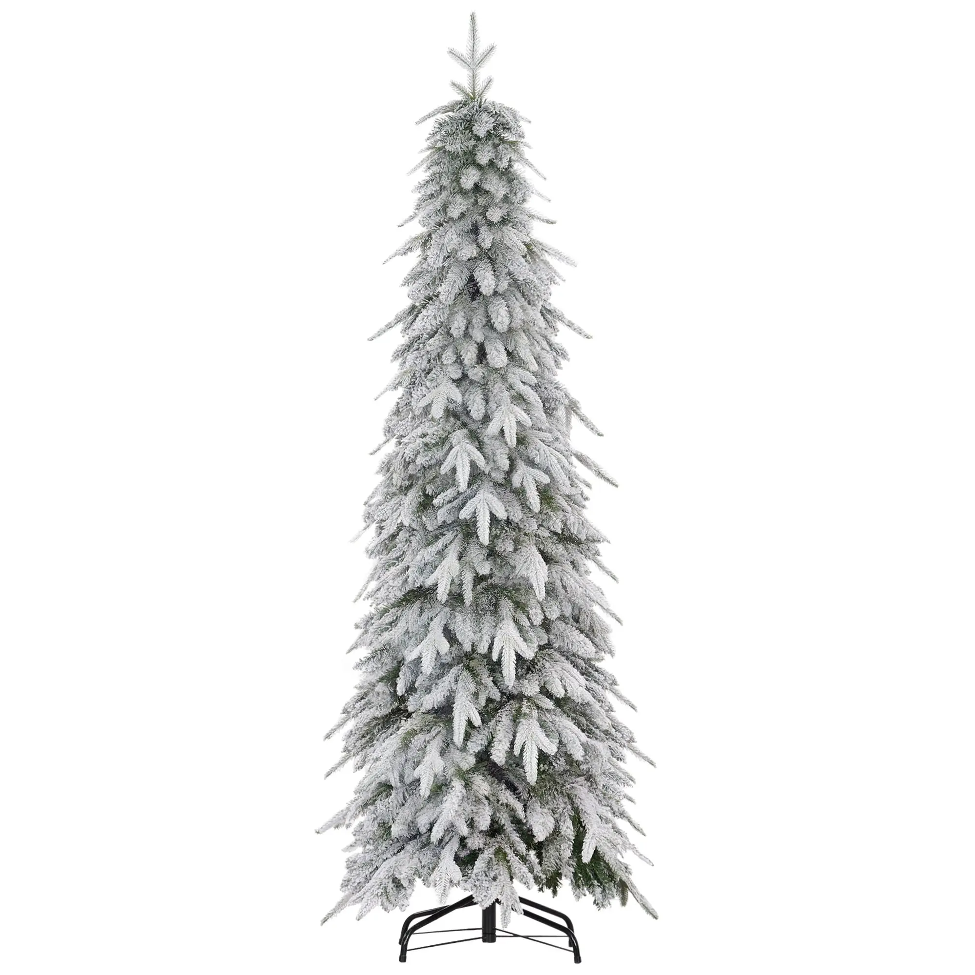 6ft Pencil Christmas Tree, Downswept Branches, 600 Tips, Auto Open Steel Base