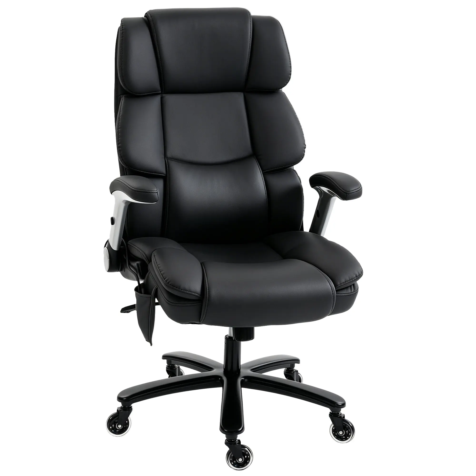 400 lb Big & Tall Office Chair with Airbag Lumbar, Flip-Up Arms, Black