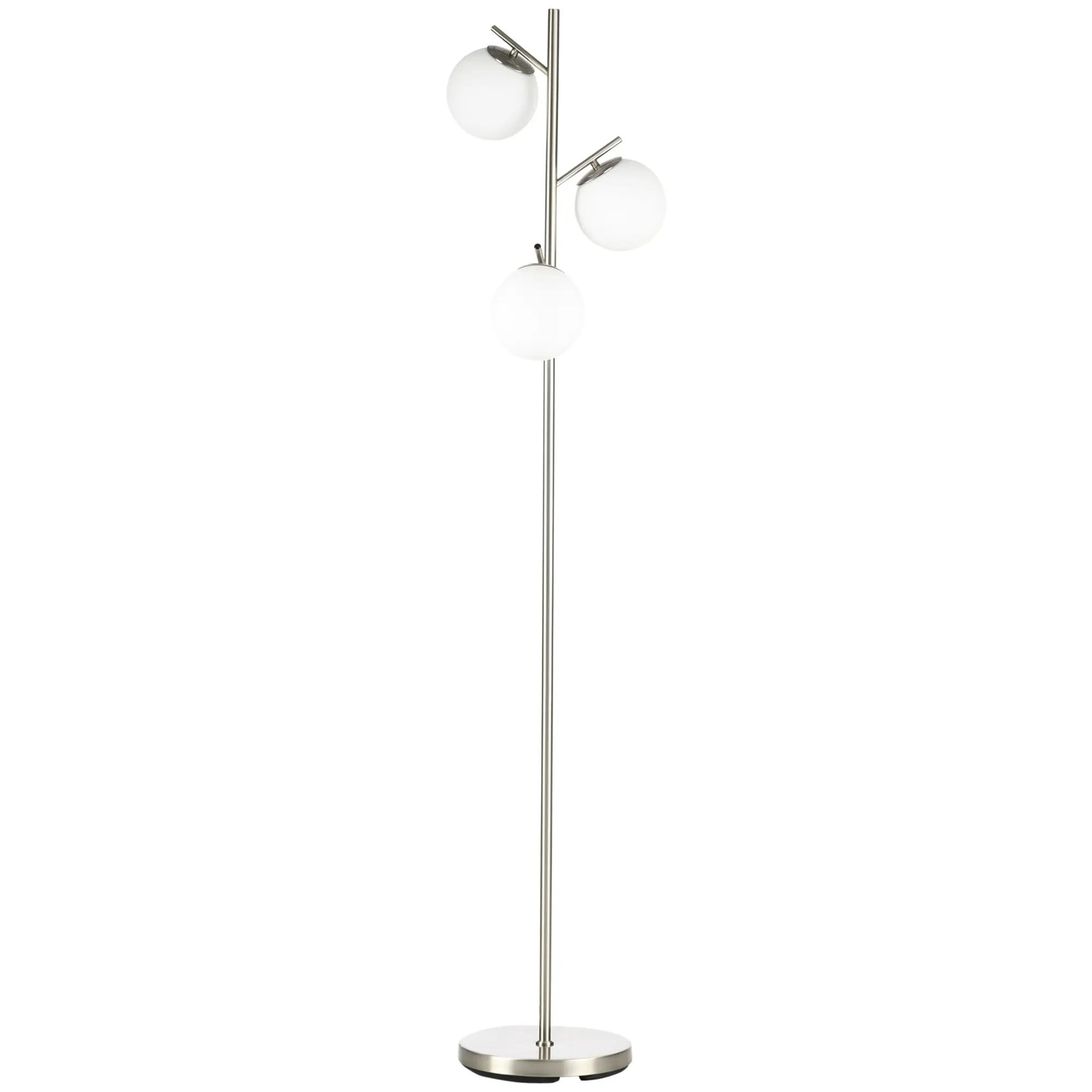 3-Light Tree Floor Lamps for Living Room with Globe Lampshade & Steel Base, Silver