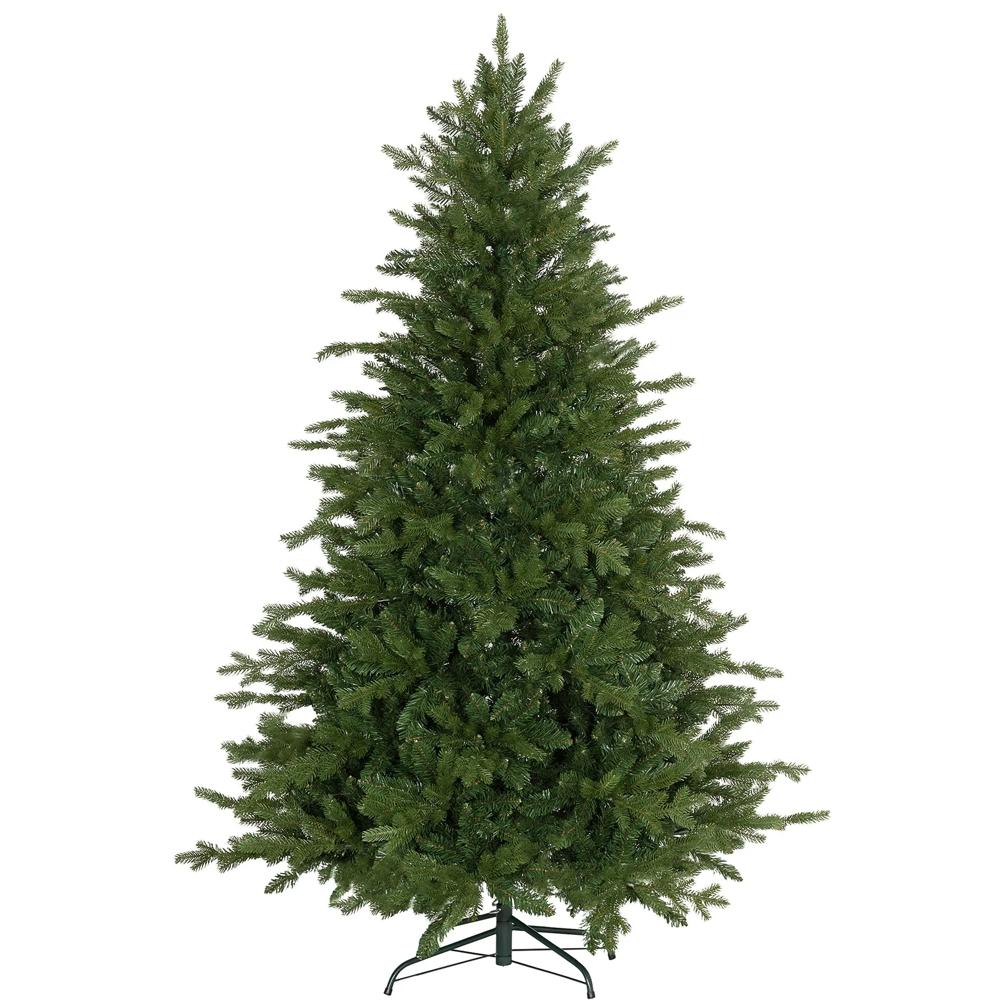 6ft Artificial Xmas Tree with 1821 Tips, Metal Base & Hinged Design, Green