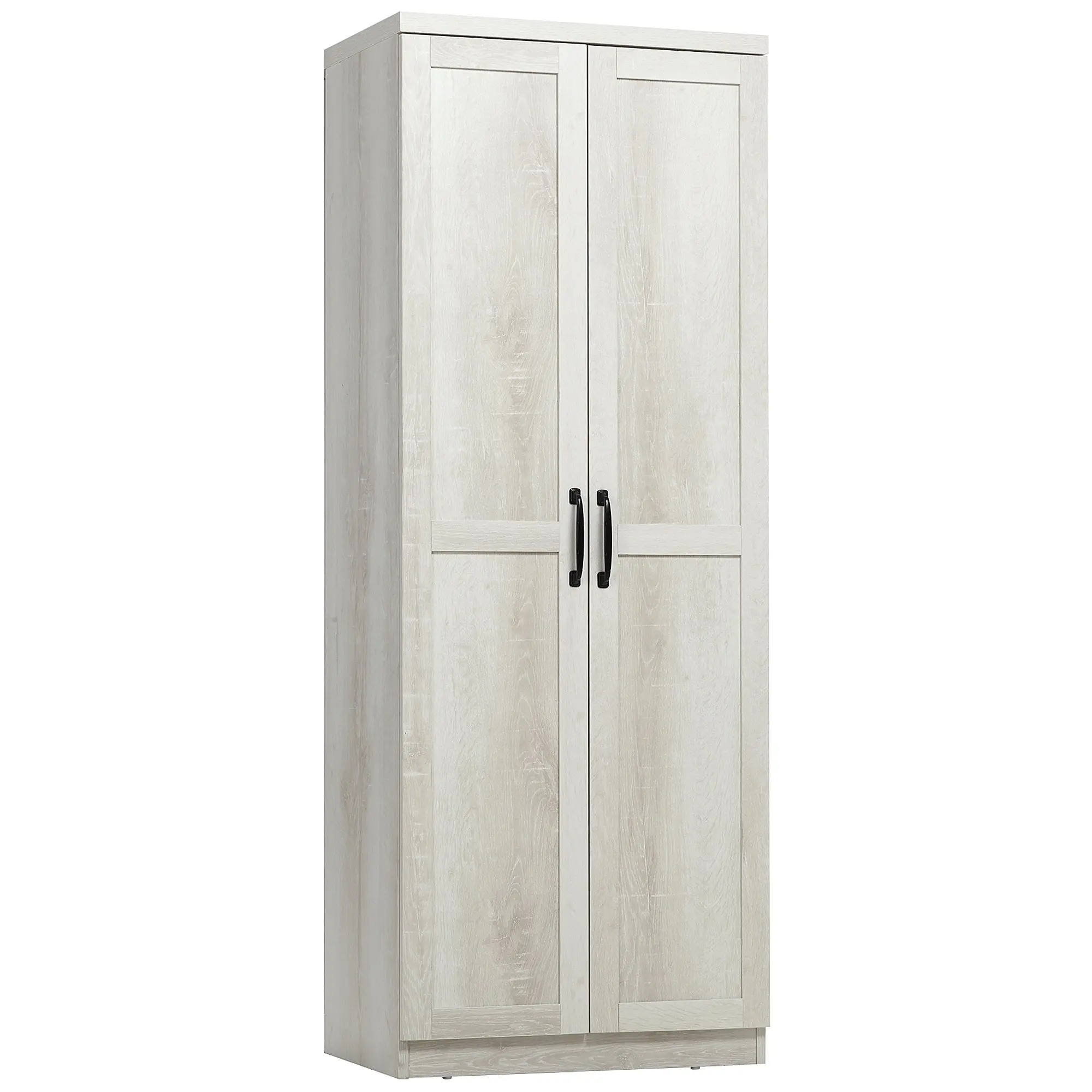 63" 2-Door Kitchen Pantry with 5-tier Shelving and 2 Adjustable Shelves, Antique White