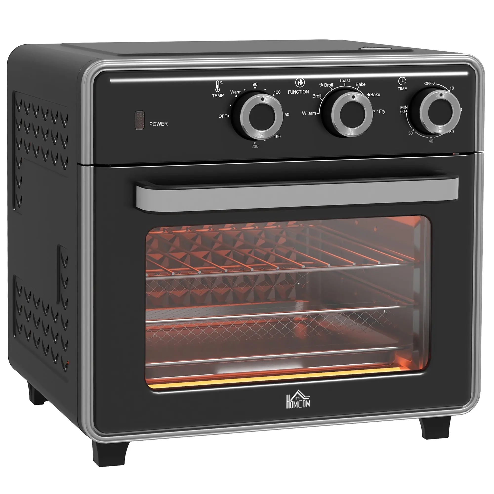 Mini Oven, 20L Air Fryer Oven with Timer, Countertop  Oven w/ Double Layered Glass Door, 1400W