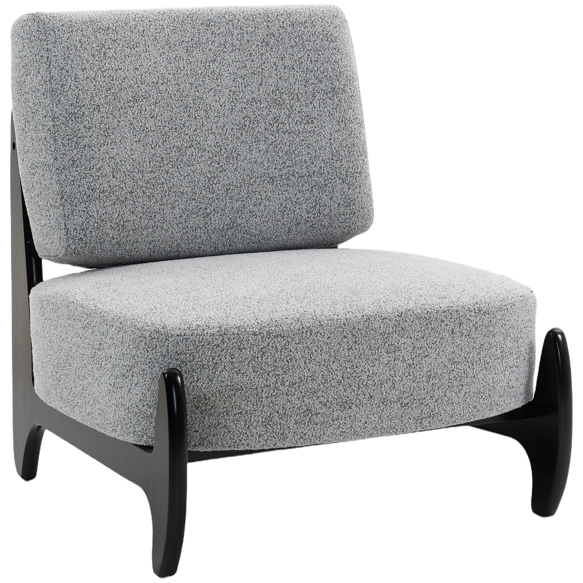 Ultra-Wide Accent Chair with Rubber Wood Frame, Modern Chenille Upholstered Cushioned Chair, Grey