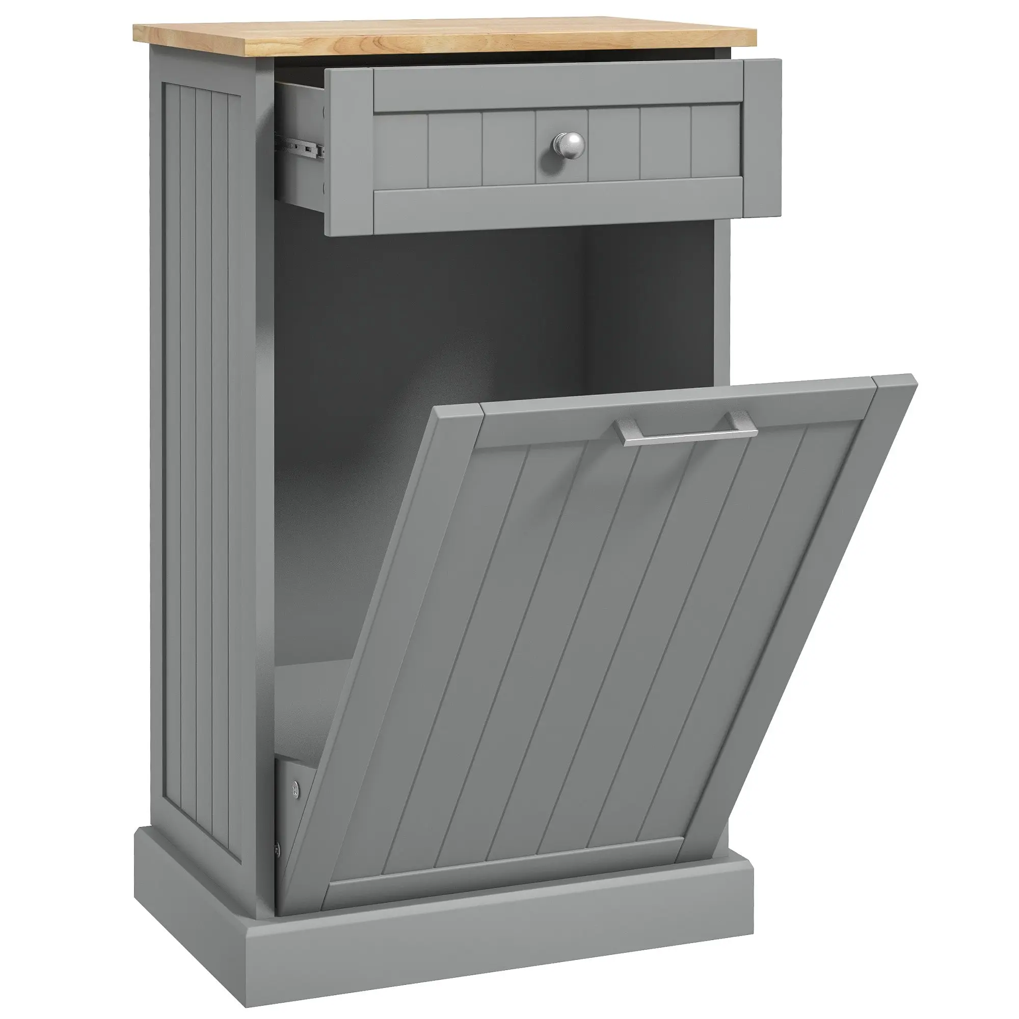 Hidden Container Waste Bin Hands Free Kitchen Cabinet Tipping Opening