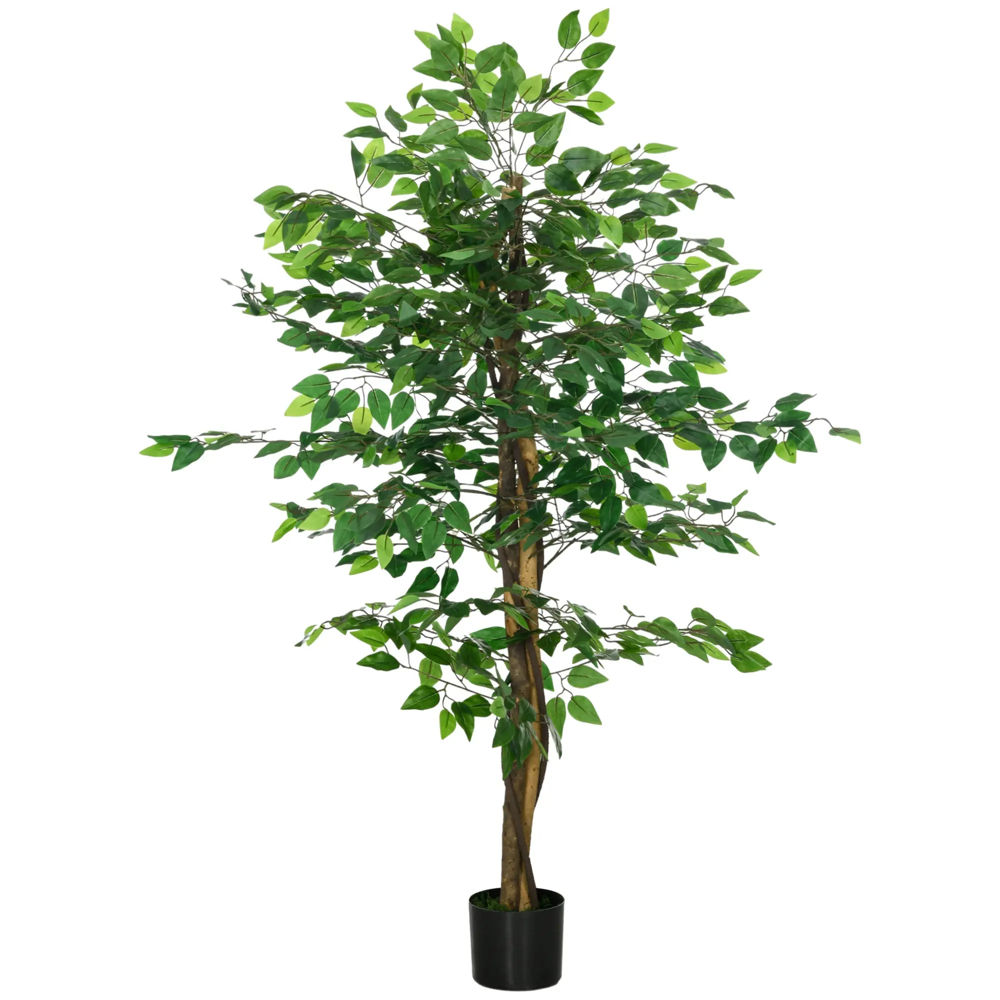 150cm Artificial Ficus Tree in Weighted Pot for Indoor & Outdoor Decor, Green