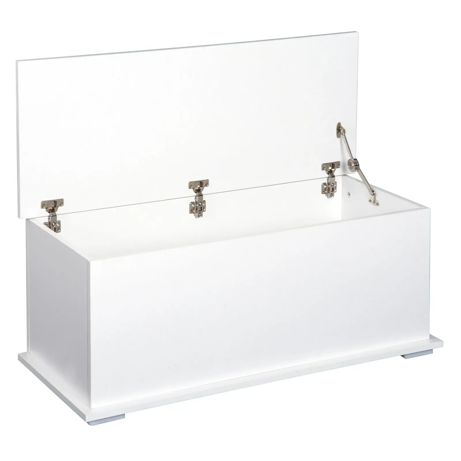 113L Storage Chest with Flip-Top Lid and 2 Safety Hinges for Living Room, Entryway, White