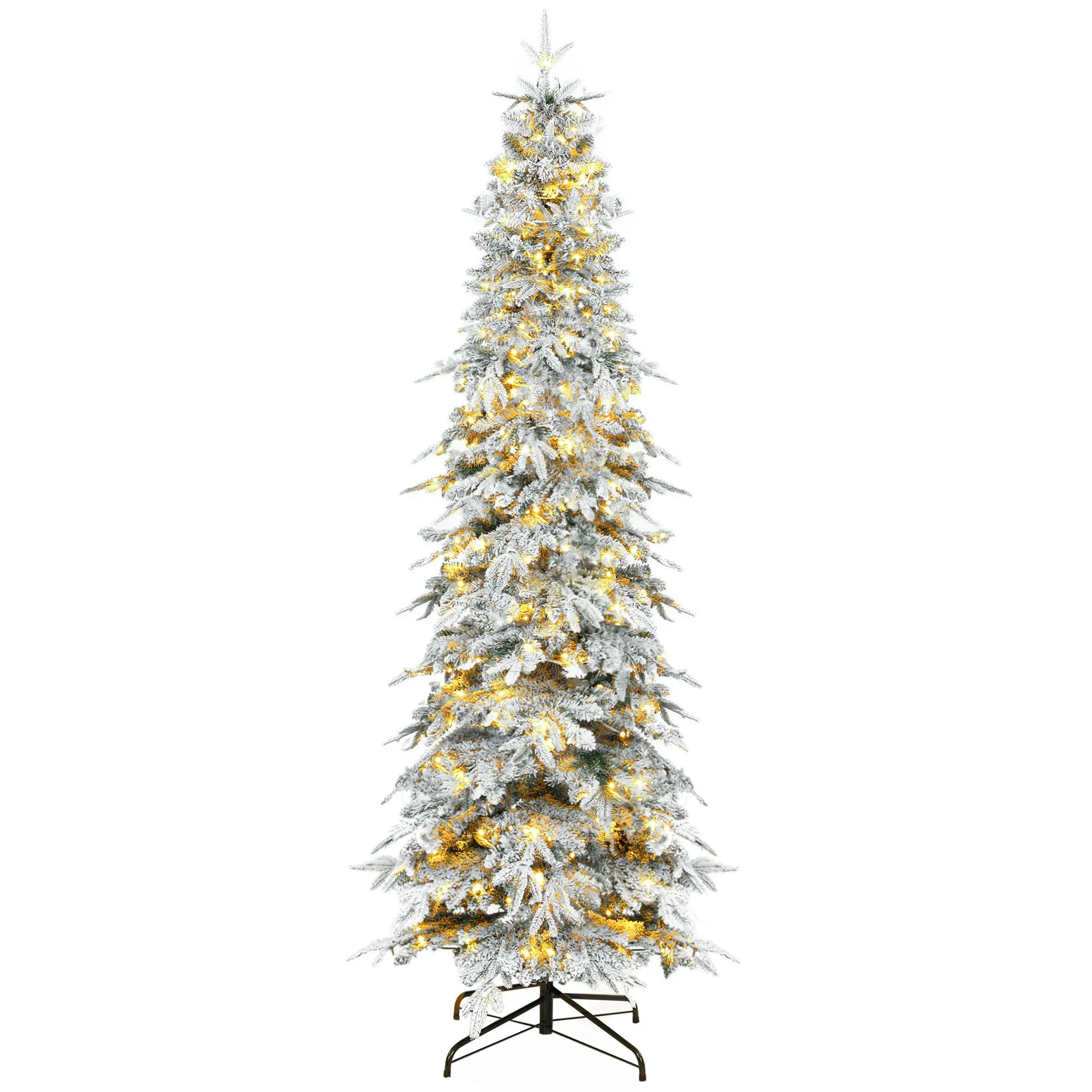 6ft Prelit Flocked Christmas Tree with 280 Warm LEDs, 8-Mode Timer