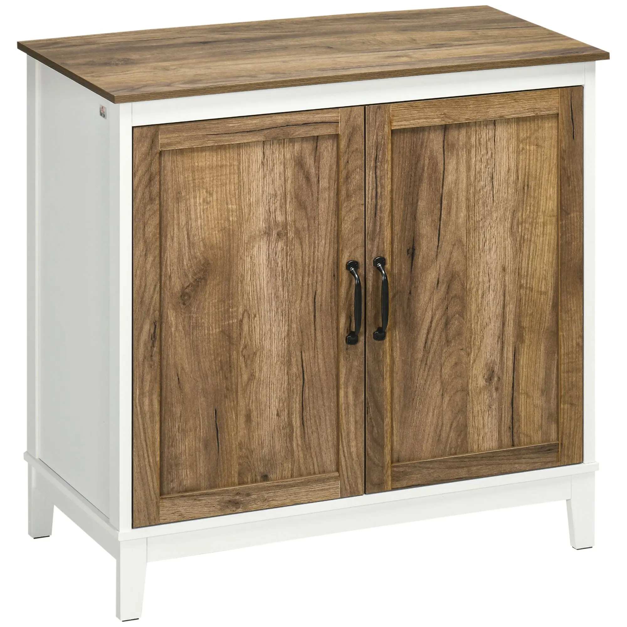 Farmhouse Sideboard with Double Doors & Shelves, Dark Oak