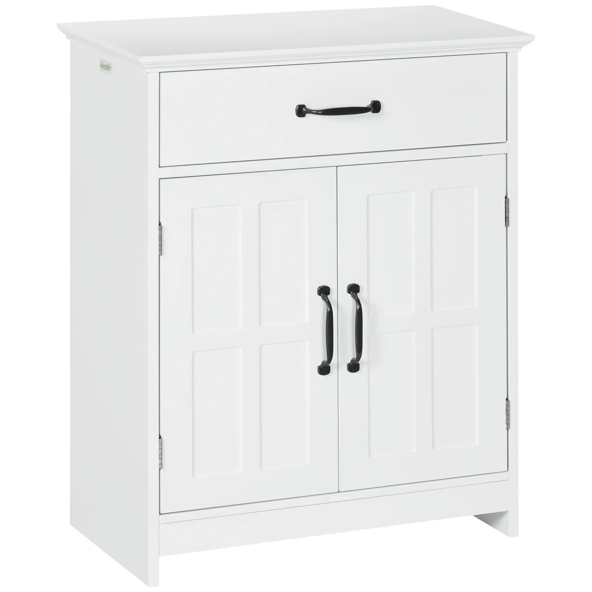 Freestanding Bathroom Cabinet, Floor Cabinet with 2 Doors & Adjustable Shelves, White