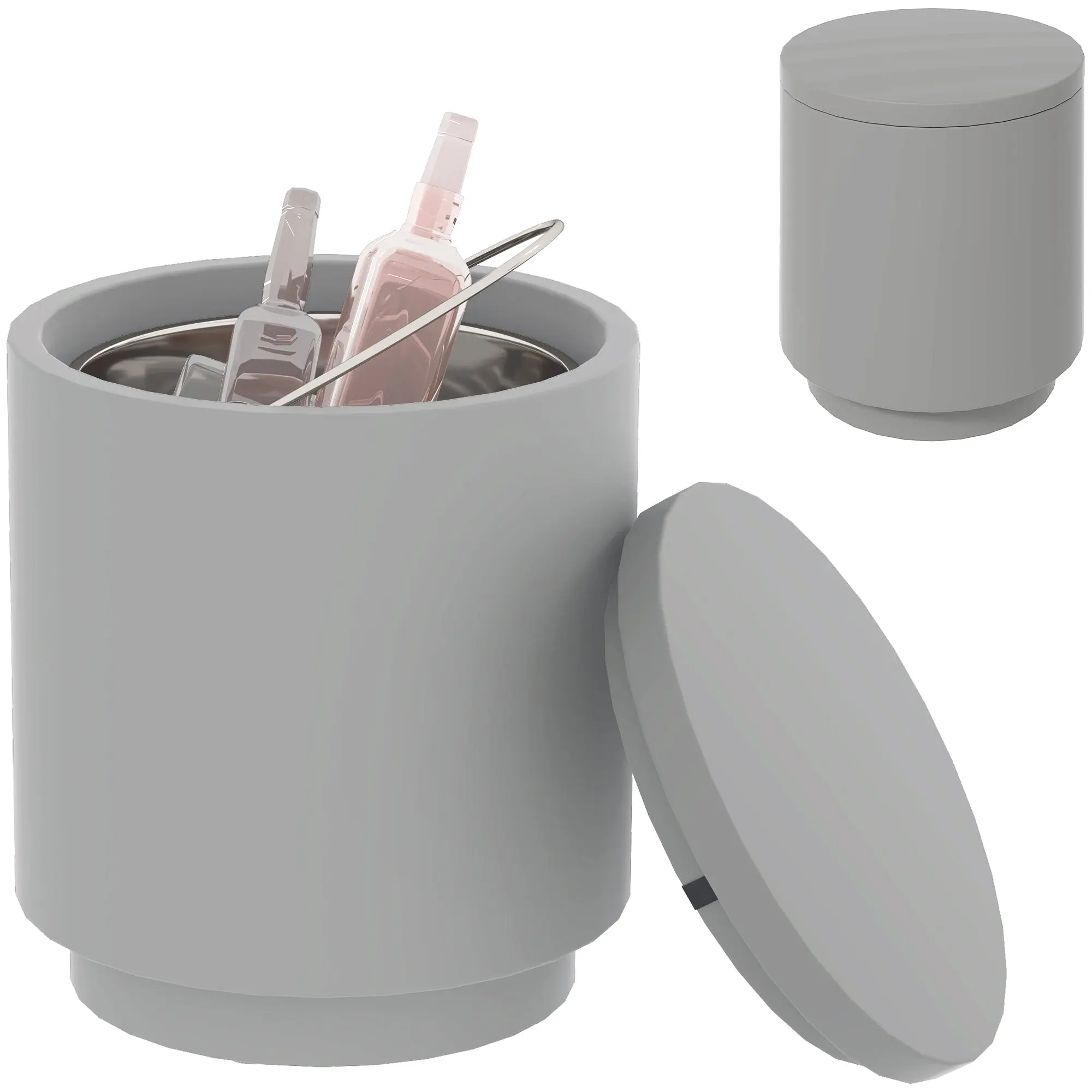 2.6 Gal Outdoor Cooler Bar Table with Storage & Ice Bucket, Light Gray