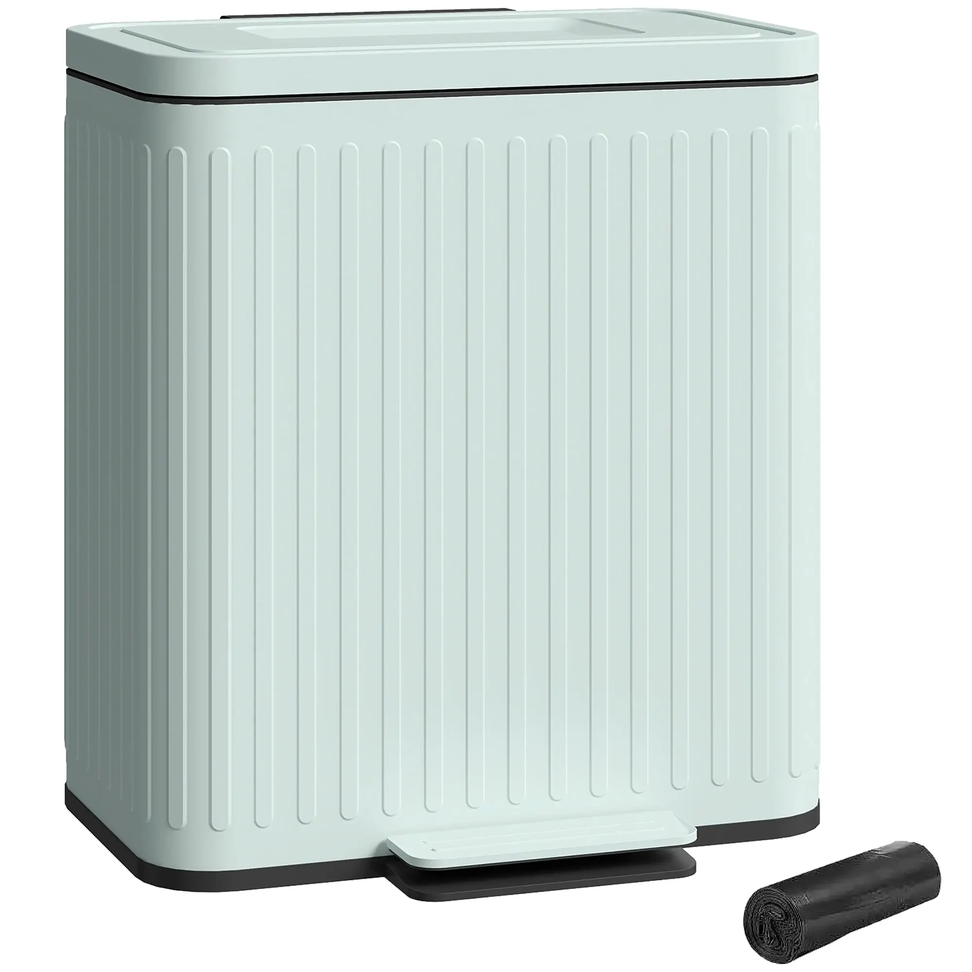 Double 5.3 Gal Step-On Kitchen Trash Can with Soft-Close Lid, Light Green