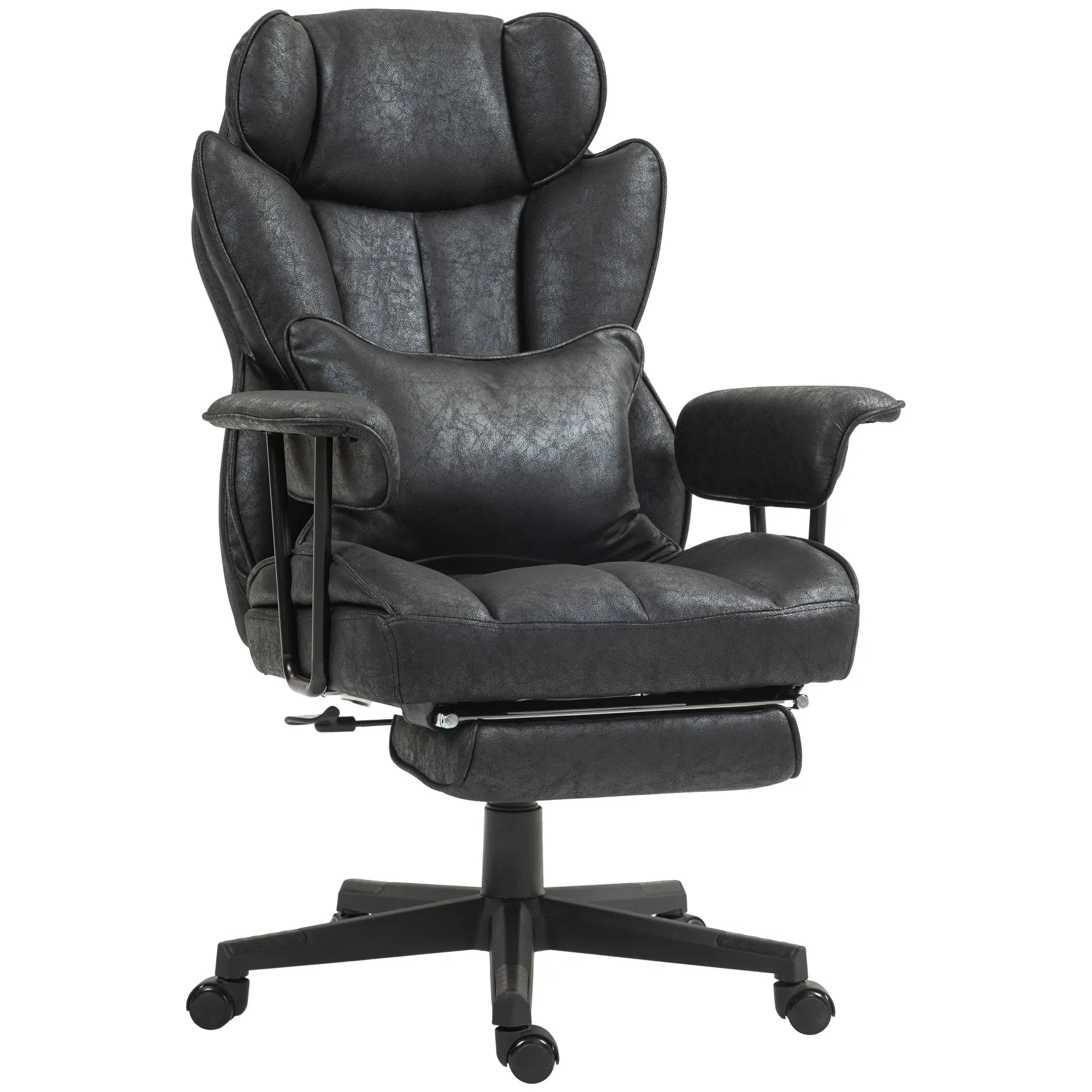 396 lbs Big & Tall Office Chair with Footrest Lumbar Support & Reclining, Black
