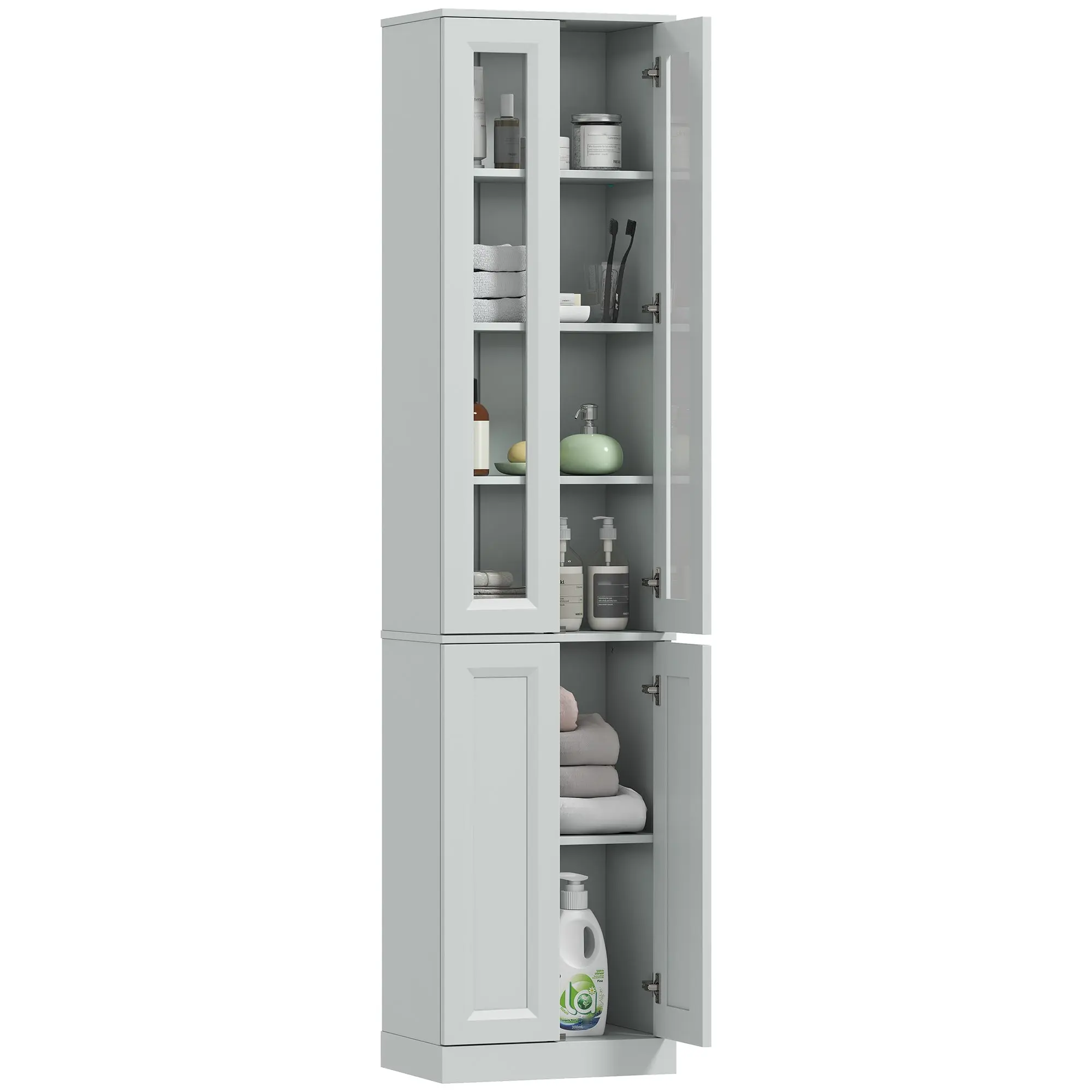 6-Tier Bathroom Cabinet with Adjustable Shelf & Doors 38x26x160 cm Dusty Blue