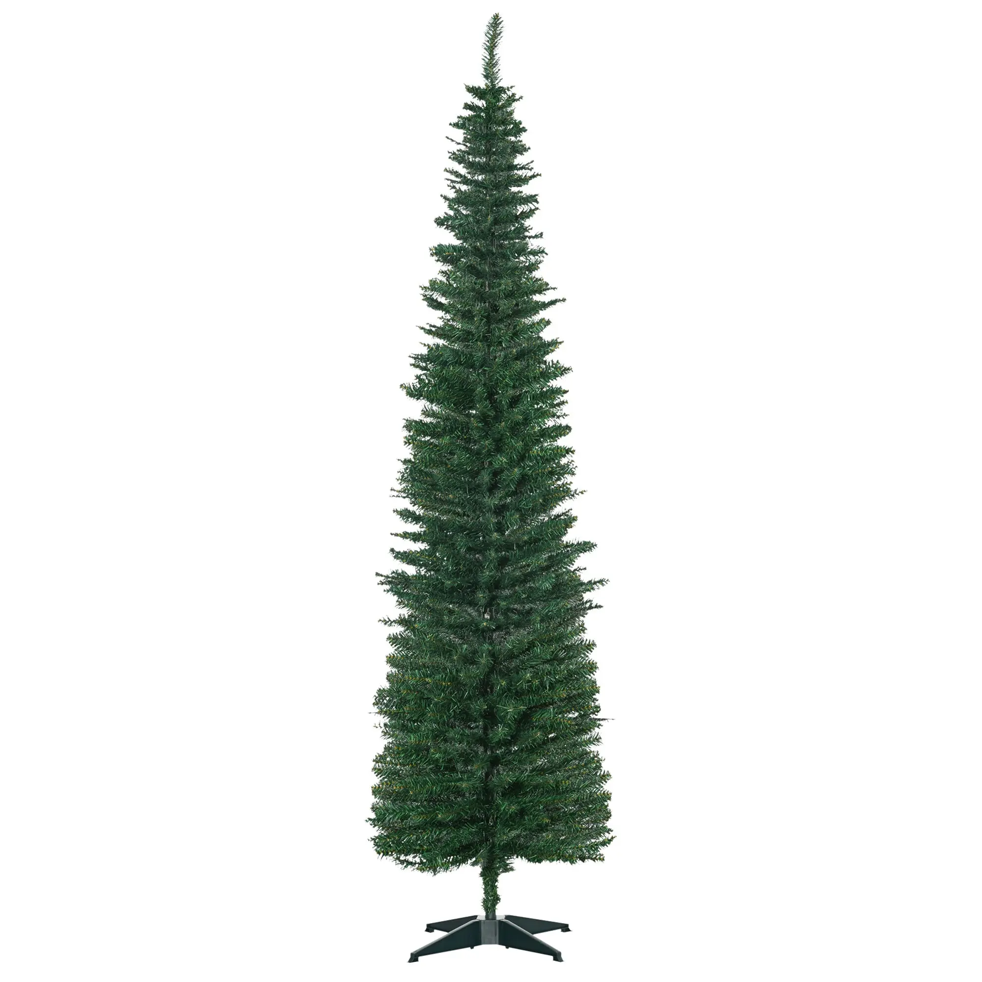 7' Artificial Pencil Christmas Tree with 499 Realistic Branch Tips and Stand Green