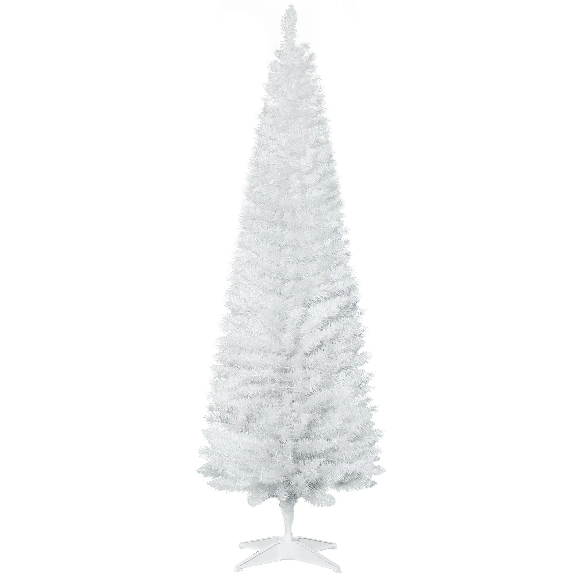 6ft Slim Artificial Christmas Tree with 390 Realistic Branch Tips & Plastic Stand, White