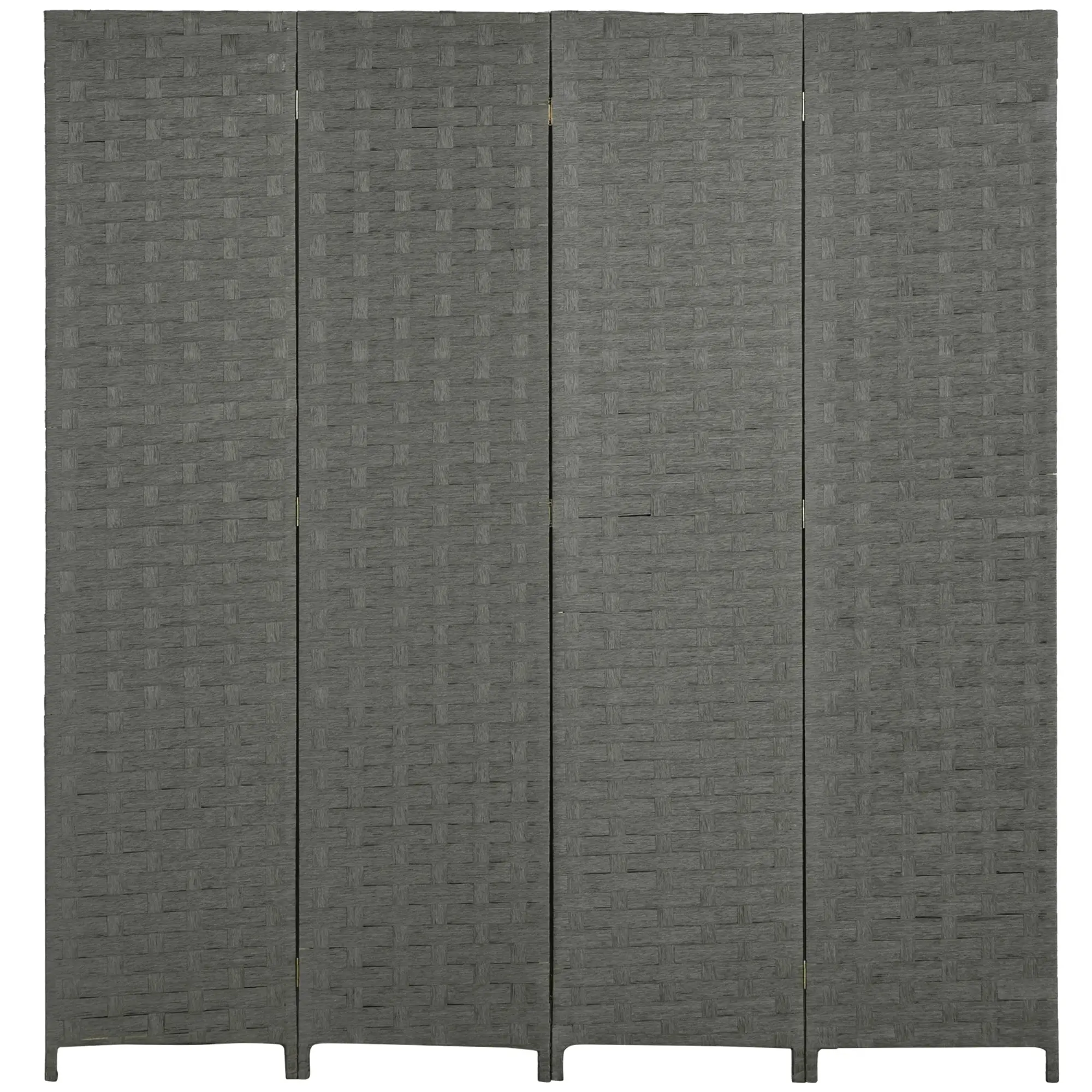 4-Panel Folding Room Dividers, Wave Fibre Freestanding Privacy Screen, 170 cm, Grey