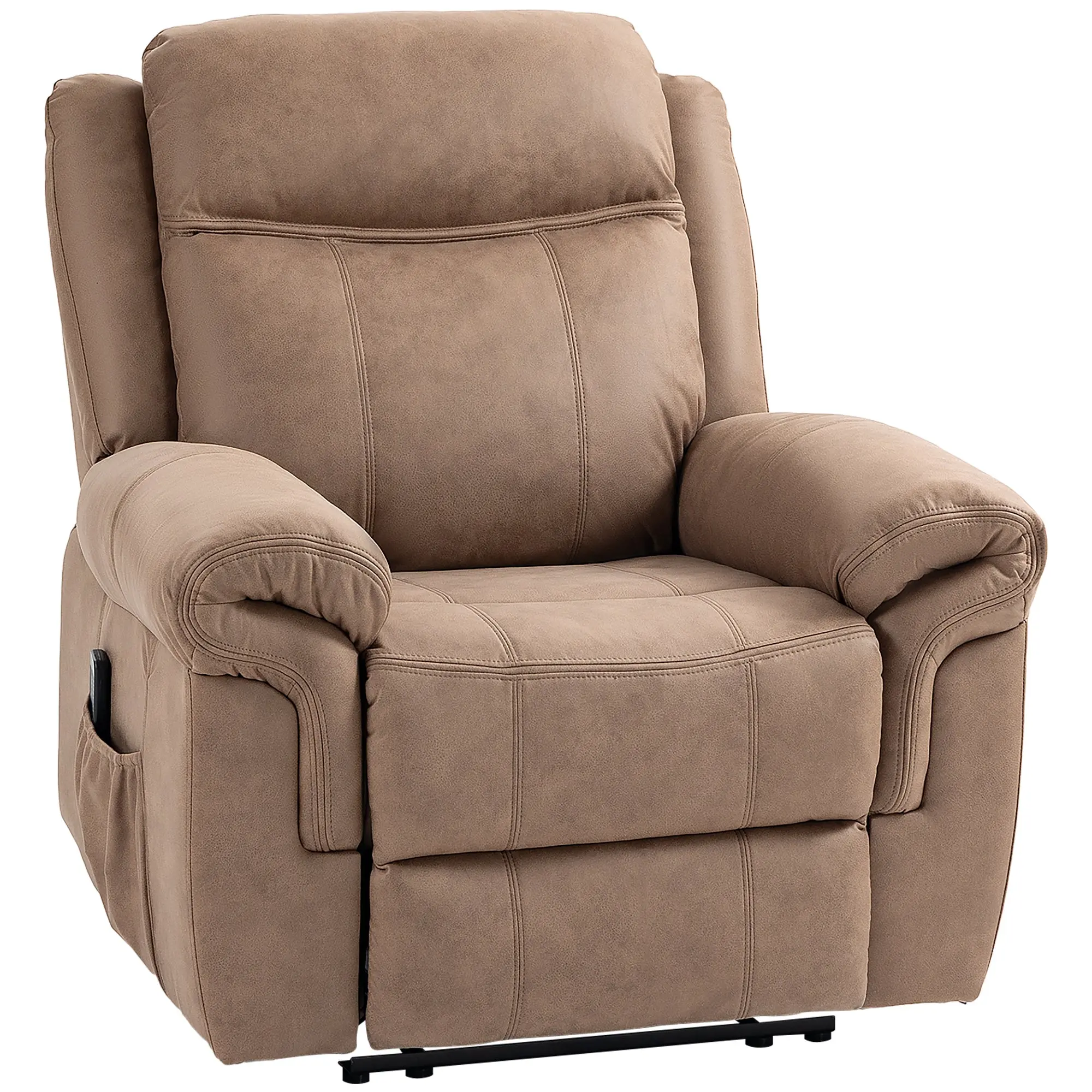Vibration Massage Recliner with Remote Control Easy Assembly, Light Brown