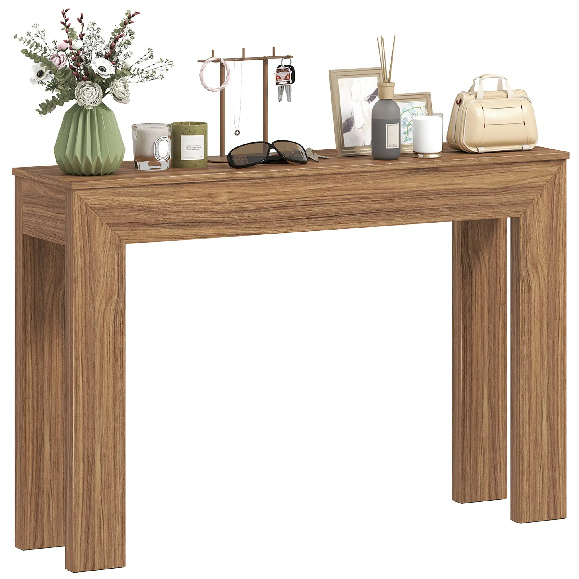 47" Narrow Console Table for Entryway and Hallway in Walnut
