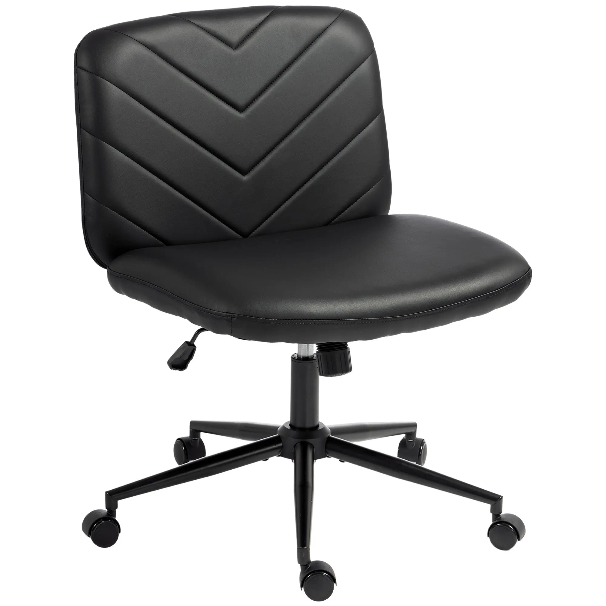 Wide Swivel Chair with Criss-Cross Base, Rocking & Height Adjustable, Black