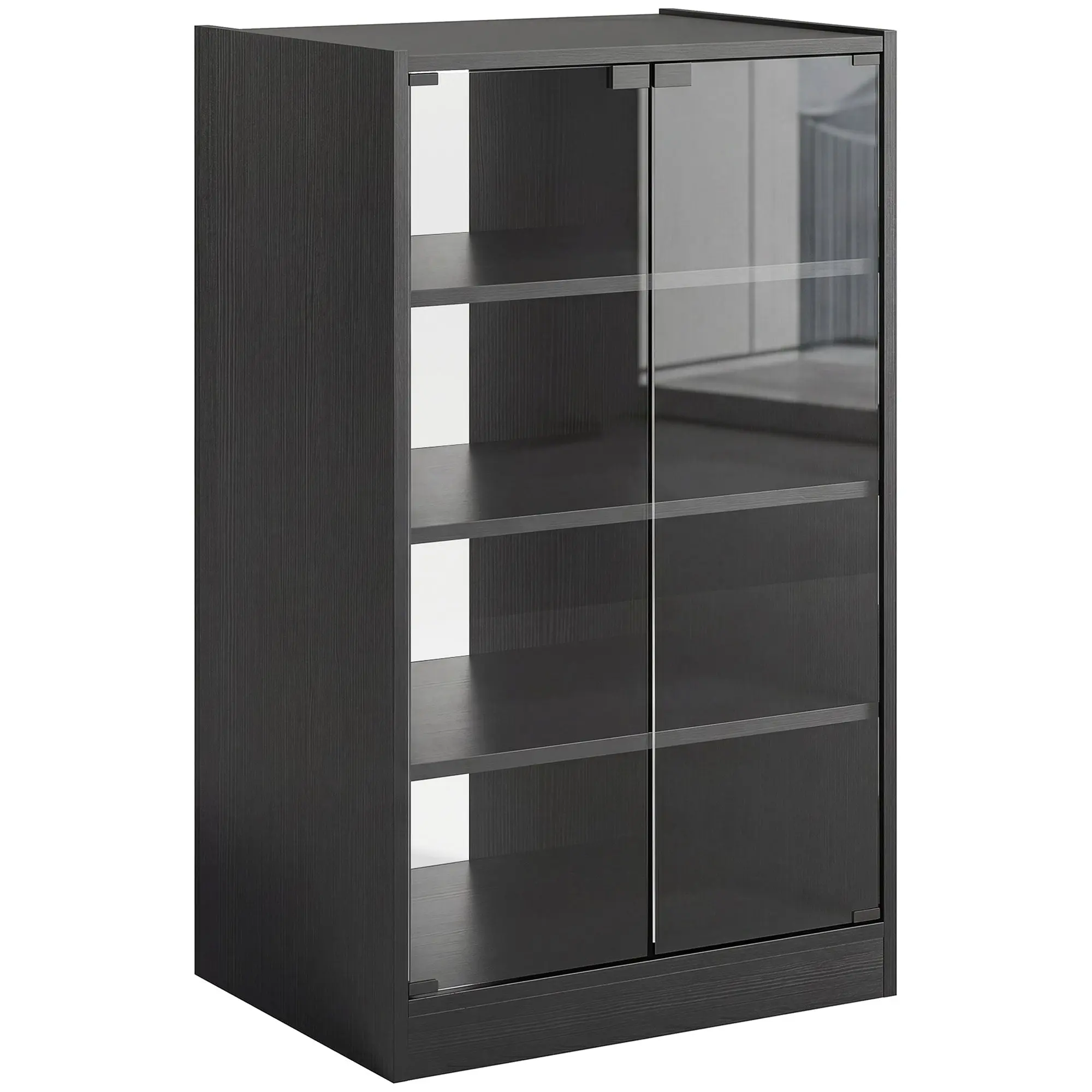 4-Tier Media Cabinet Stand w/ Adjustable Shelves & Cable Management, Distressed Black