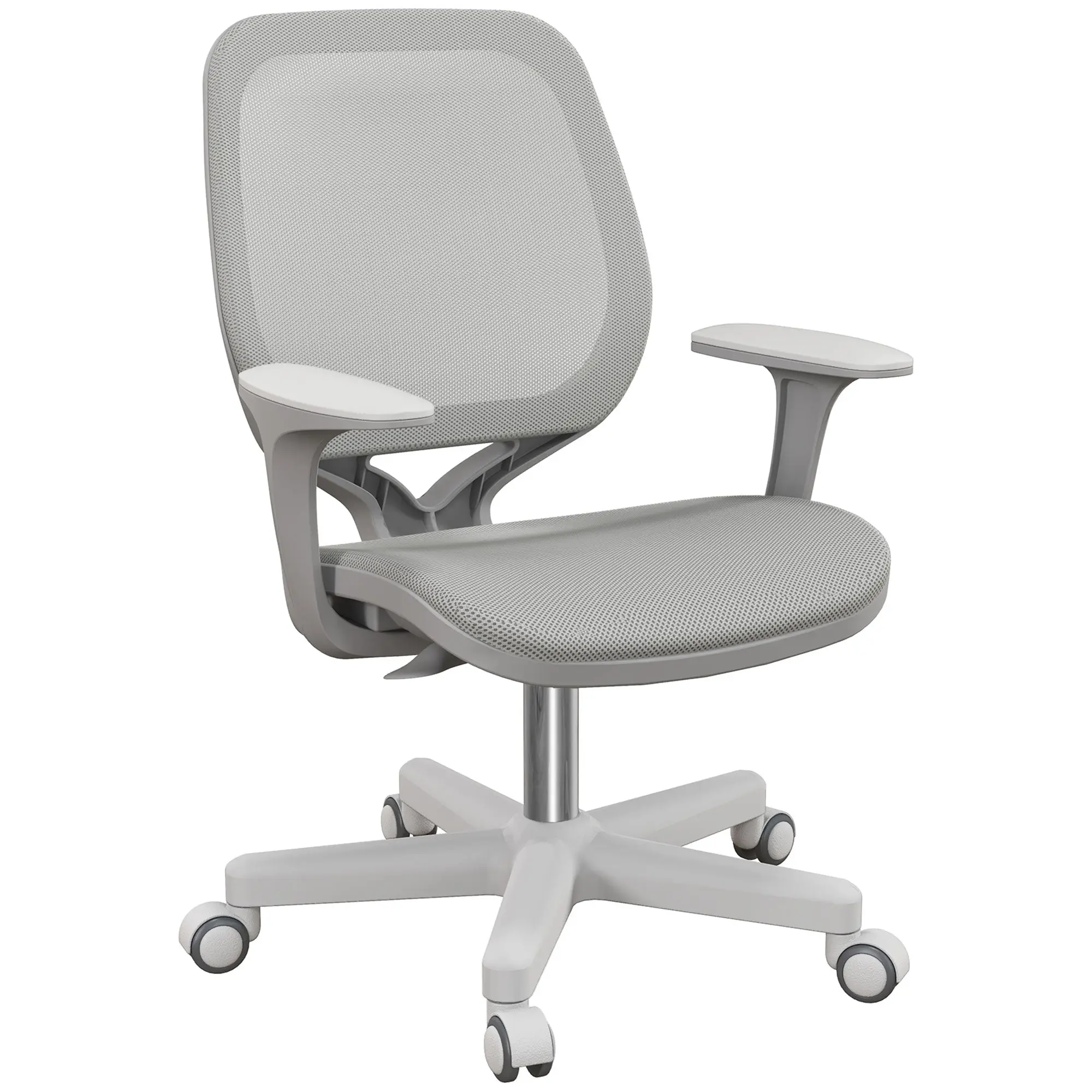 Mesh Office Chair, Mid Back Desk Chair with Adjustable Height & Swivel Castors, Grey