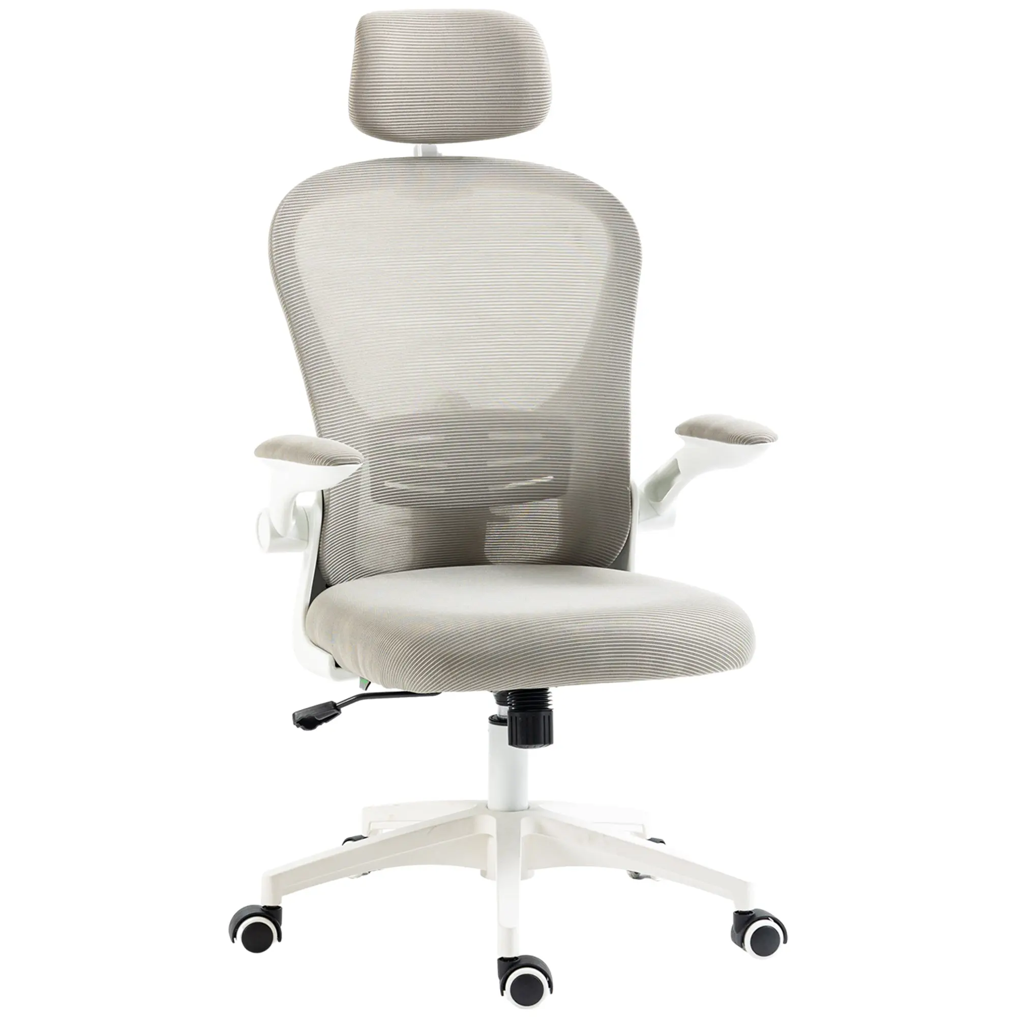 High Back Office Chair, Mesh Computer Desk Chair with 4D Lumbar Support & Flip-up Arm, Grey