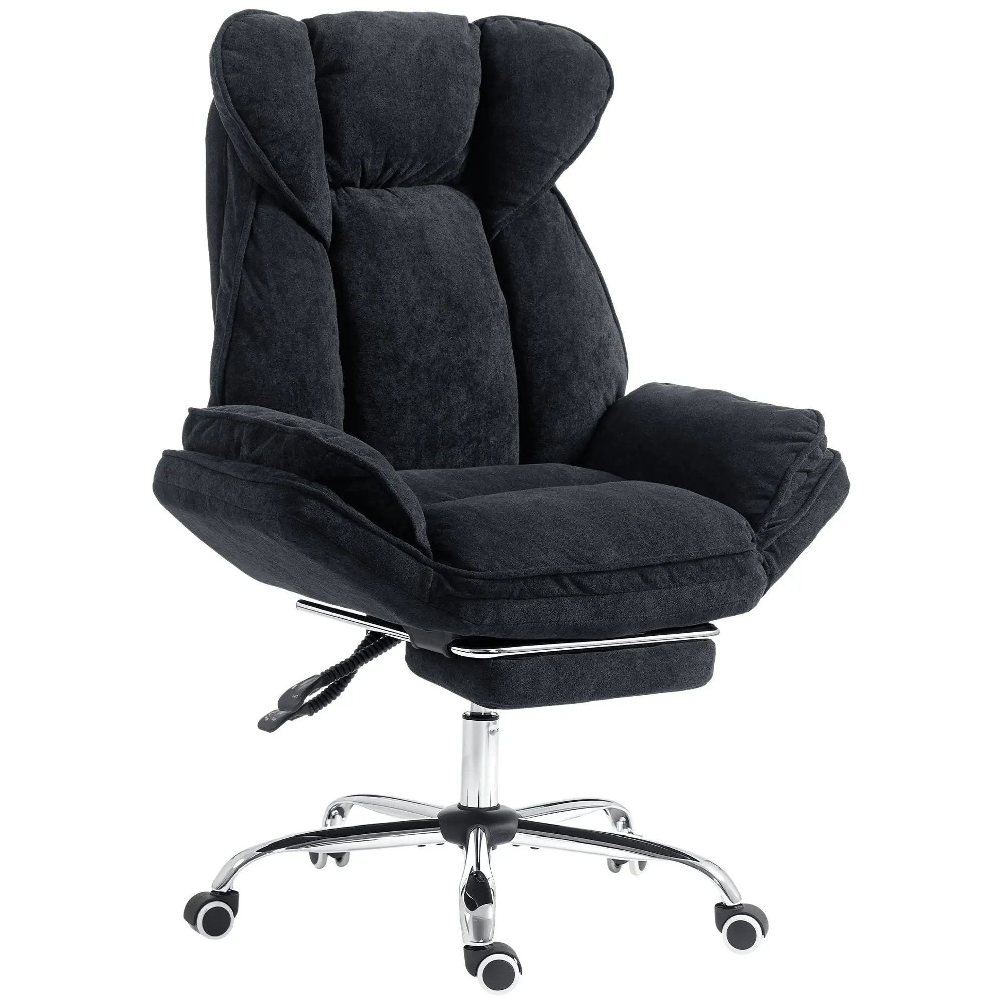 Big & Tall Reclining Office Chair with Footrest & Wheels, Snowflake Velvet Black