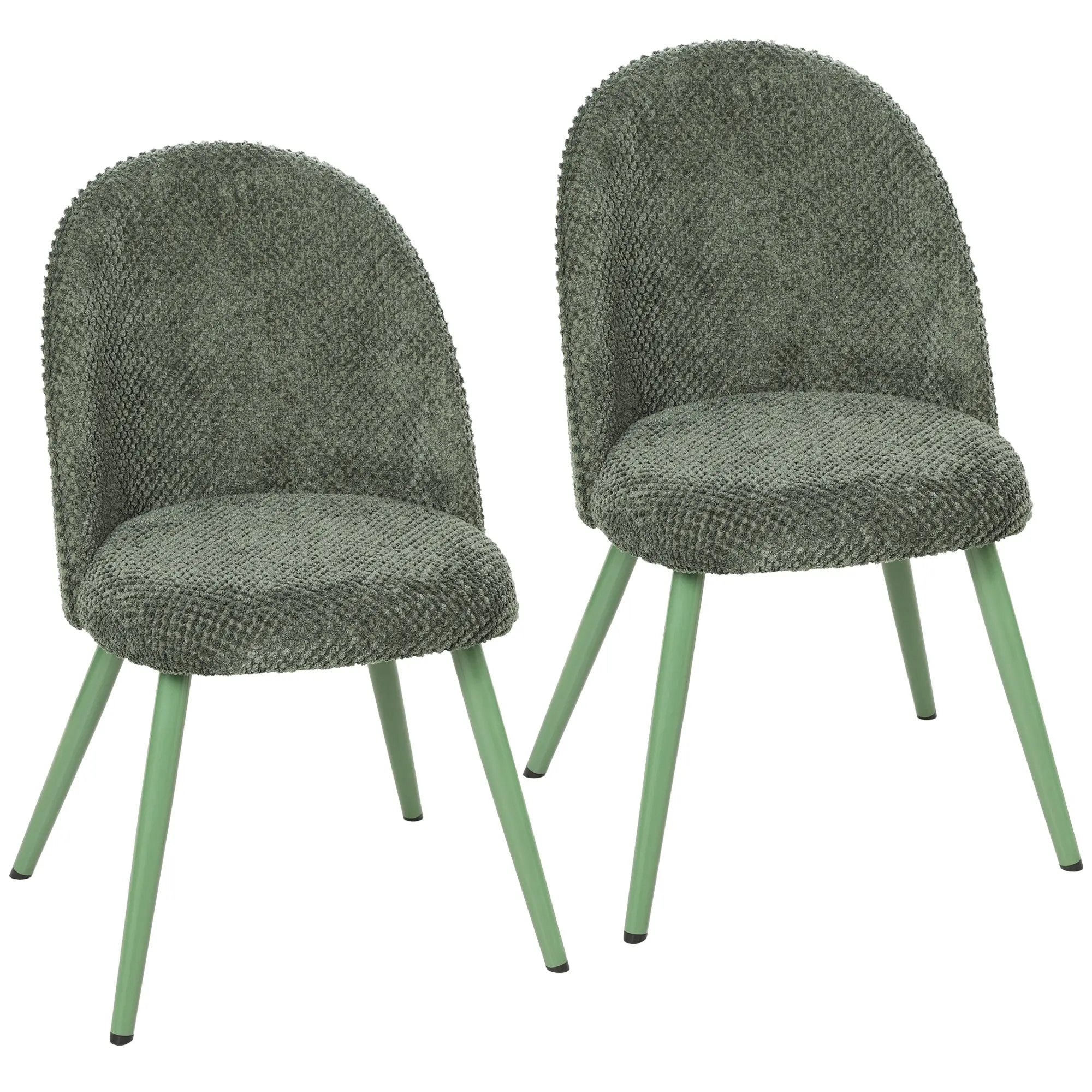 Modern Velvet Dining Chairs Set of 2 with Padded Seat and Metal Legs, Dark Green