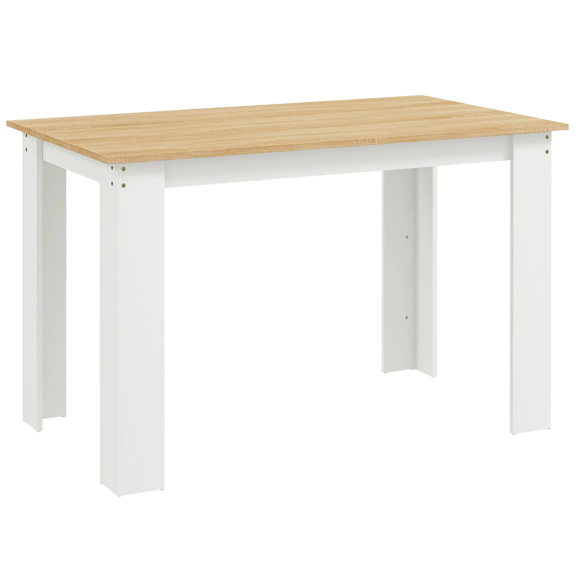 120W x 69D x 75H cm Dining Table for 4 to 6 with Wood Effect Top, Oak and White