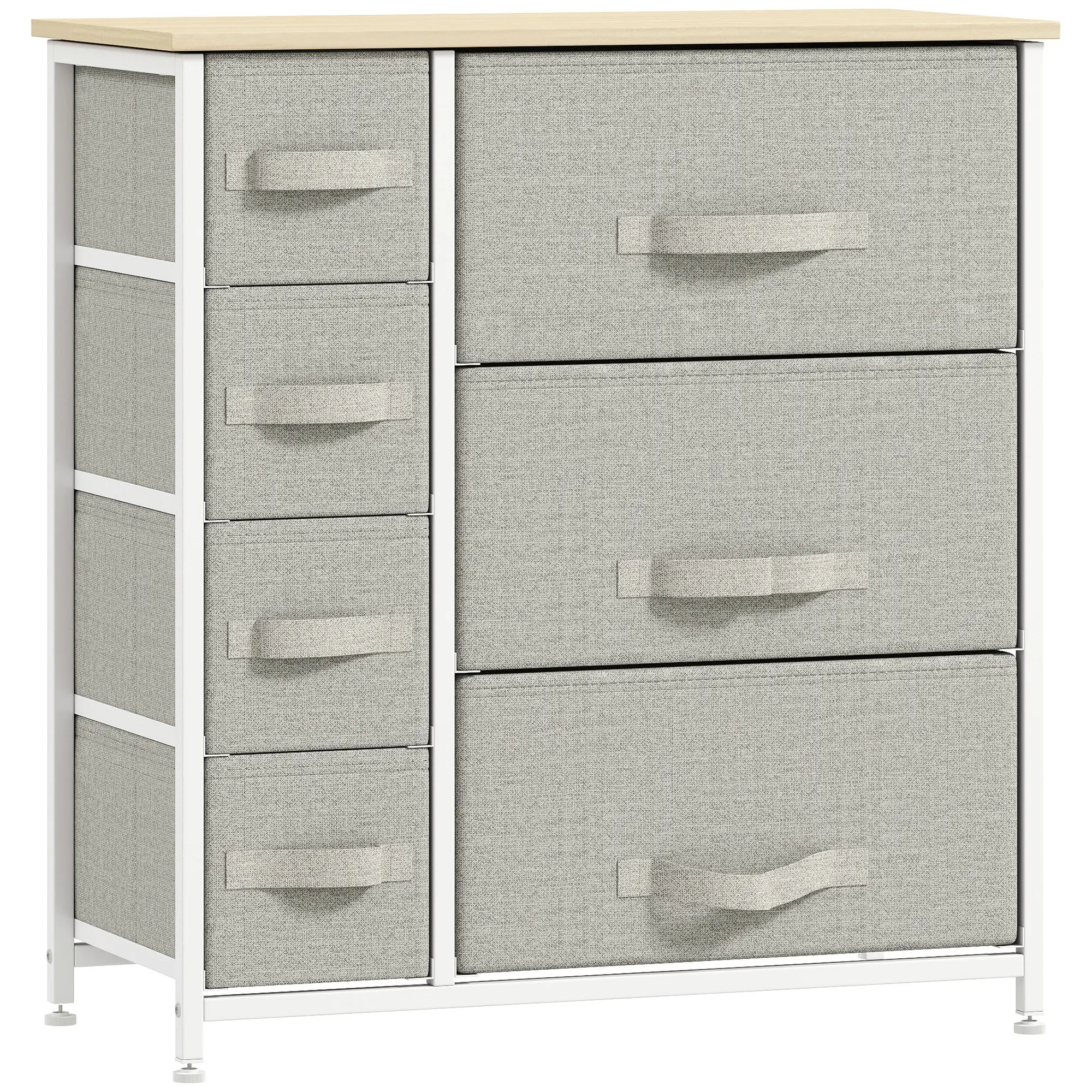 7-Drawer Dresser Storage Tower Cabinet Organizer Unit, Easy Pull Fabric Bins, Light Gray