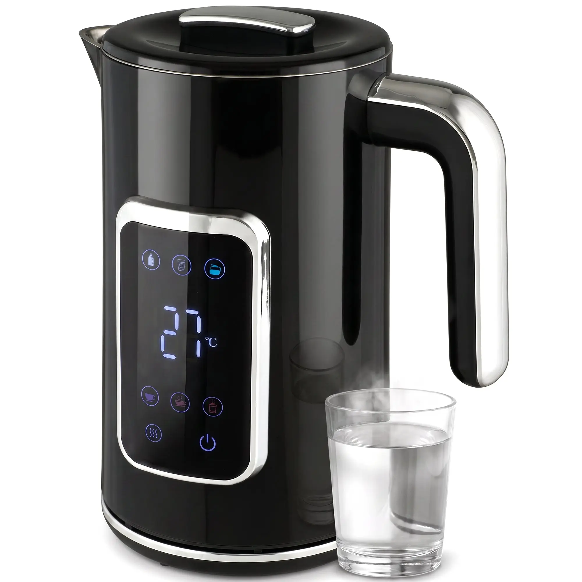 1.7L 3000W Electric Kettle, Fast Boil with LED, Adjustable Temp, Keep Warm - Black