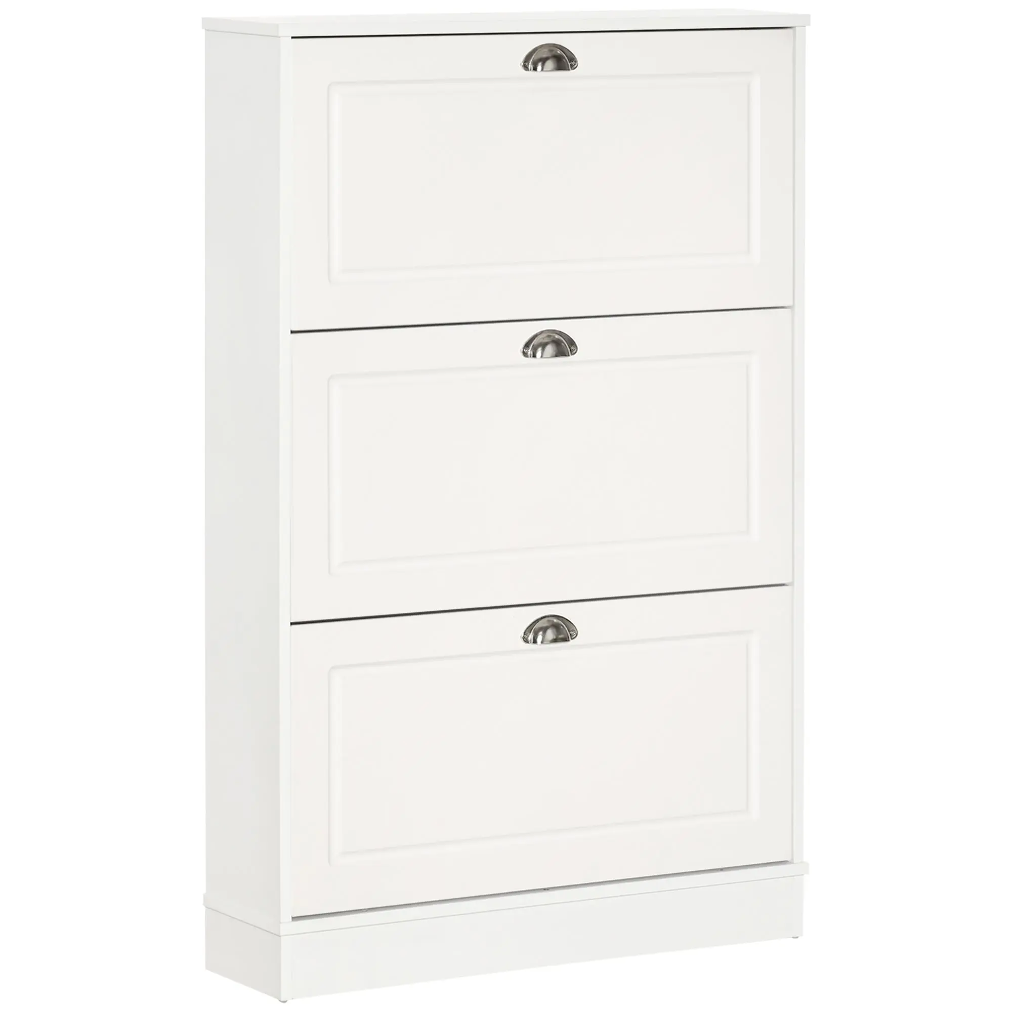 Entryway Shoe Rack Cabinet with 3 Flip Drawers for 12 Pairs of Shoes, White