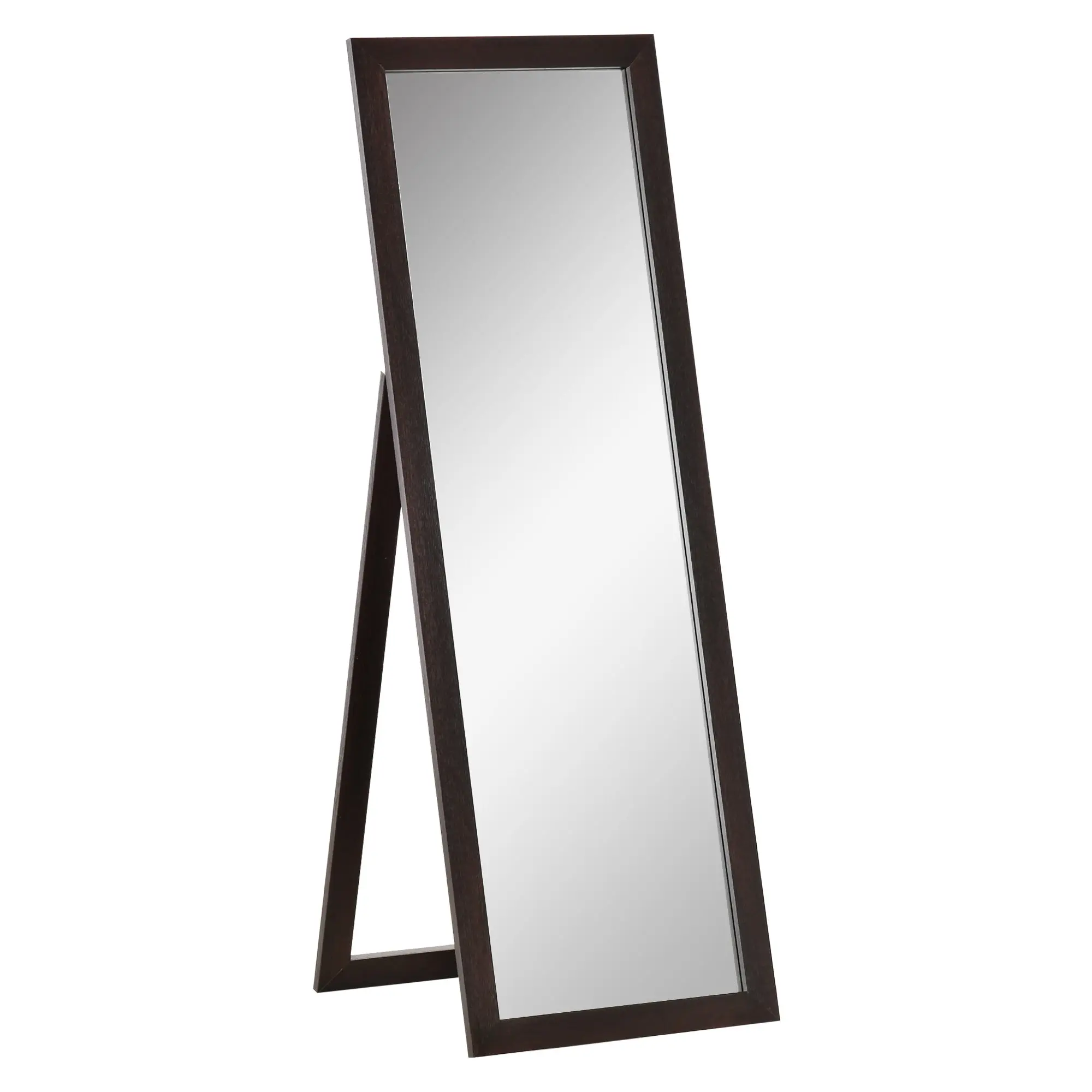 58" x 20" Full Length Mirror, Rectangular Floor Standing Mirror for Bedroom, Brown