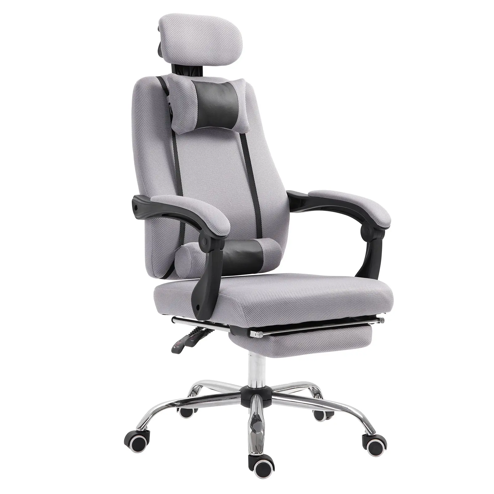 Office Desk Chair, Ergonomic Executive Mesh Gaming Chair with Footrest & Headrest, Grey