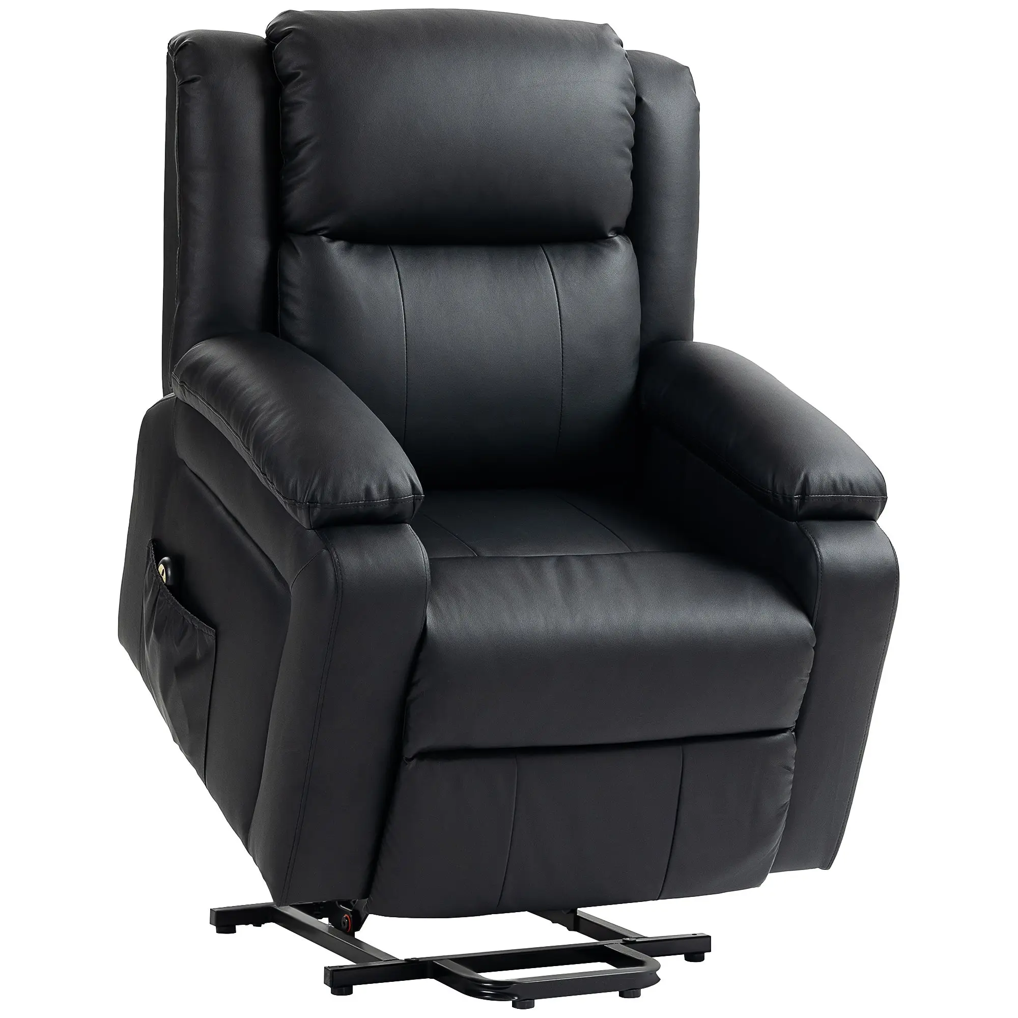 PU Leather Power Lift Chair with Remote Control Quick Assembly, Black