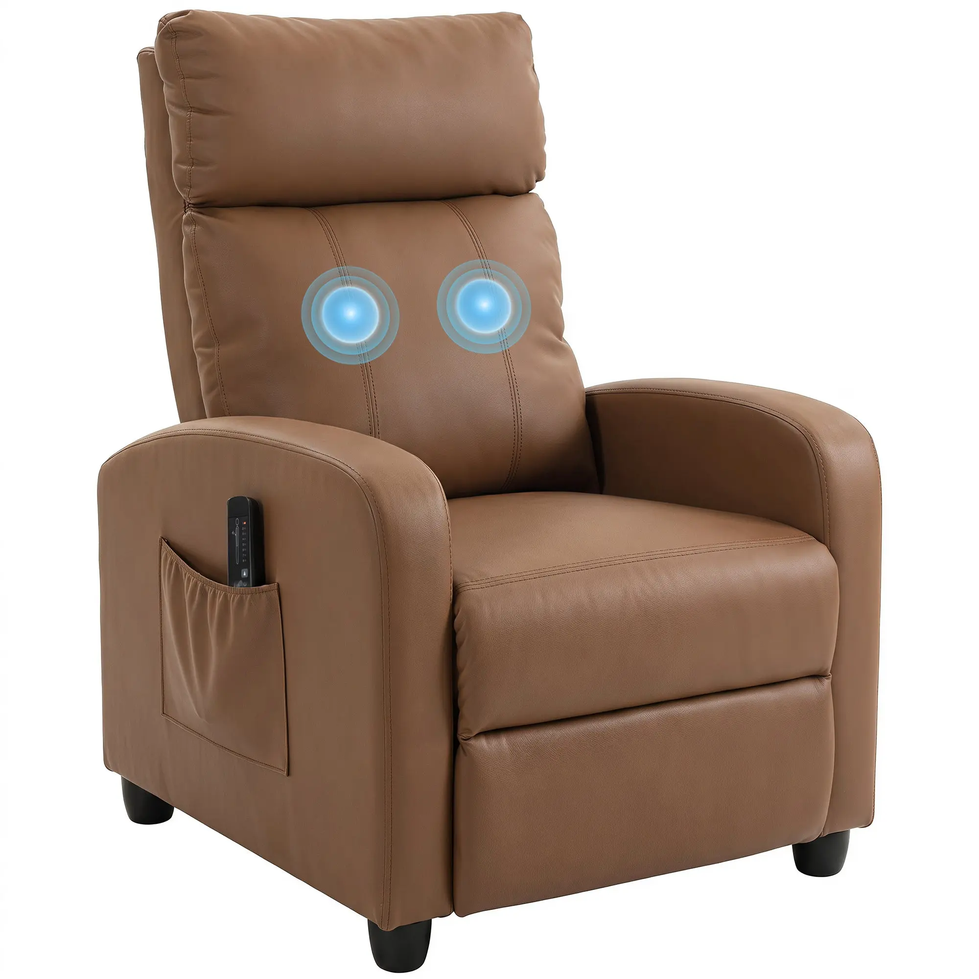 Massage recliner with adjustable leg rest & side pocket for home, Dark Brown