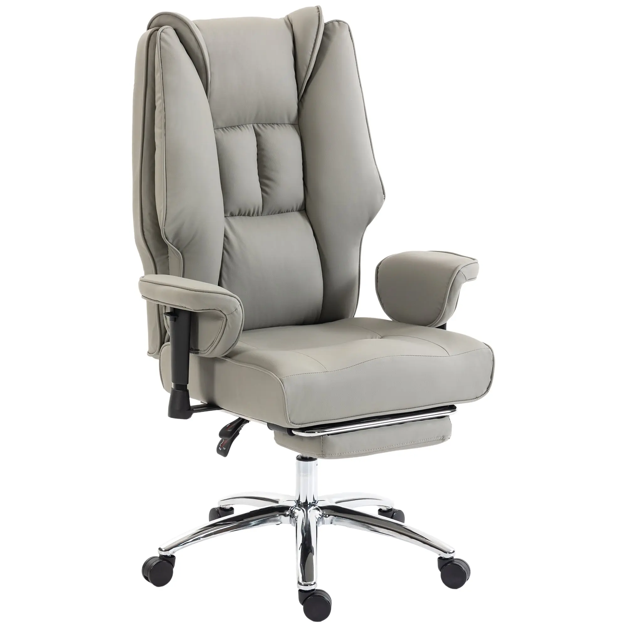 Ergonomic Office Chair with Footrest, Reclining Swivel & Adjustable Arms, Gray