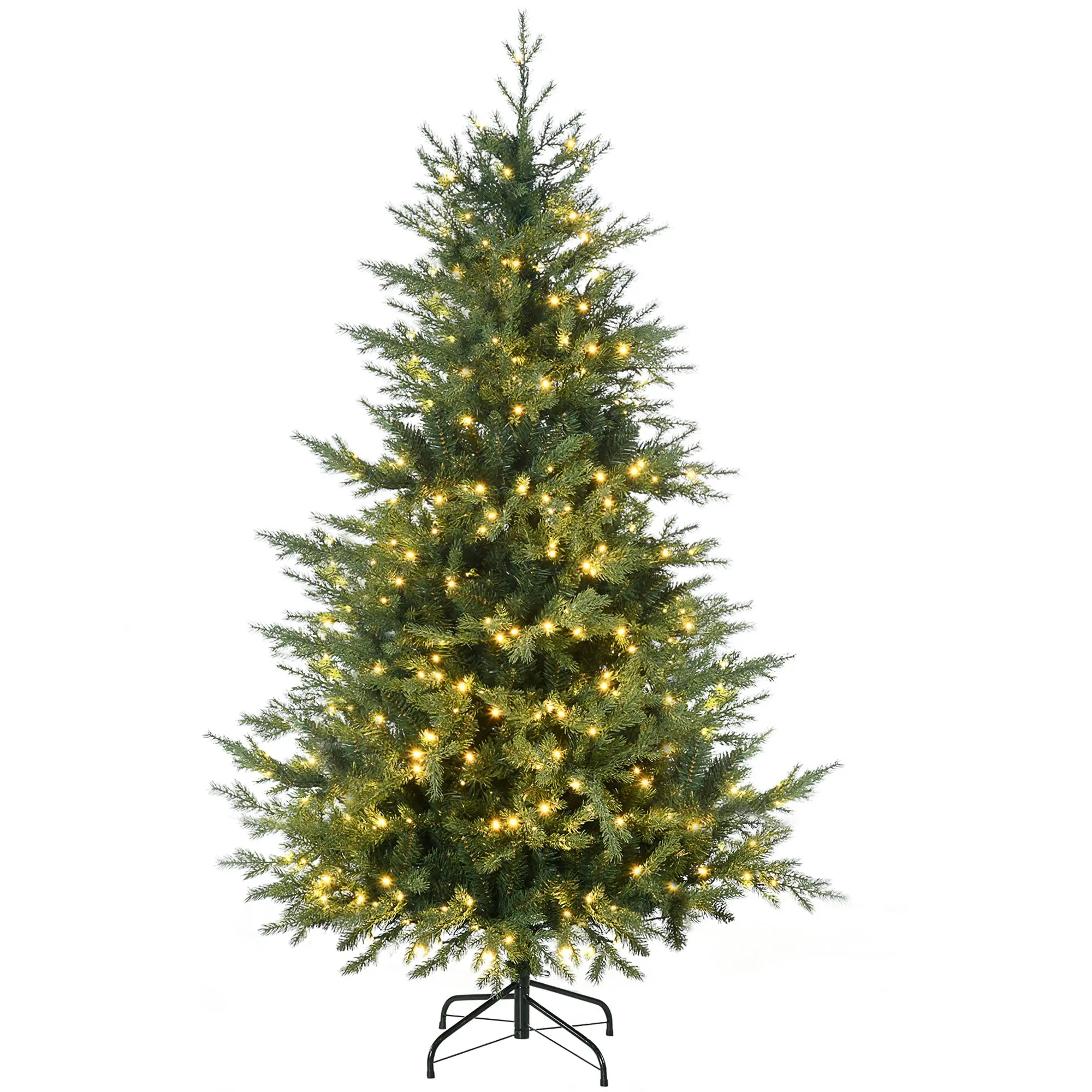 6' Artificial Prelit Christmas Trees with Warm White LED Lights, Auto Open, 8 Light Modes