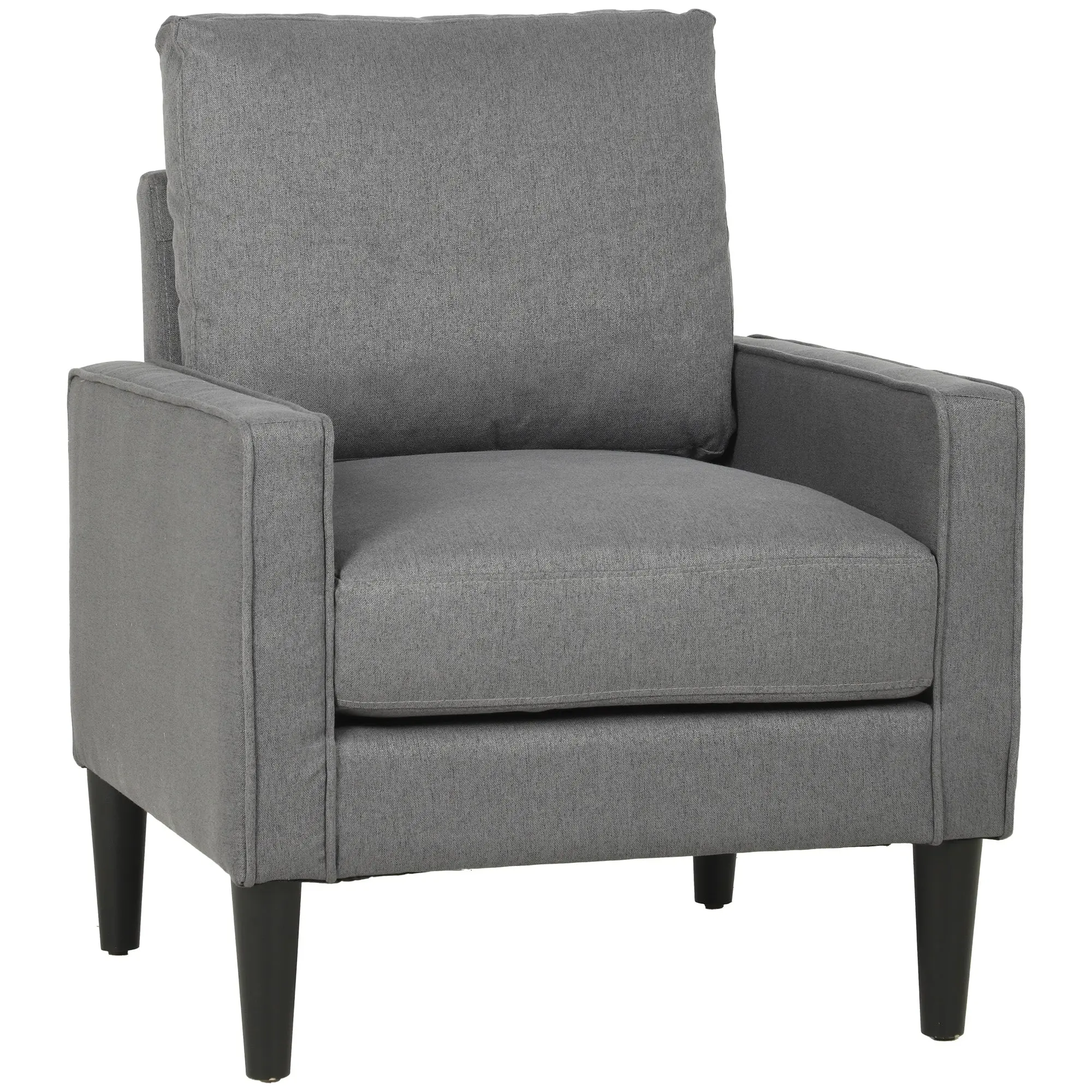 Linen Accent Armchair with Removable Pillow & Spring Cushion, Dark Grey
